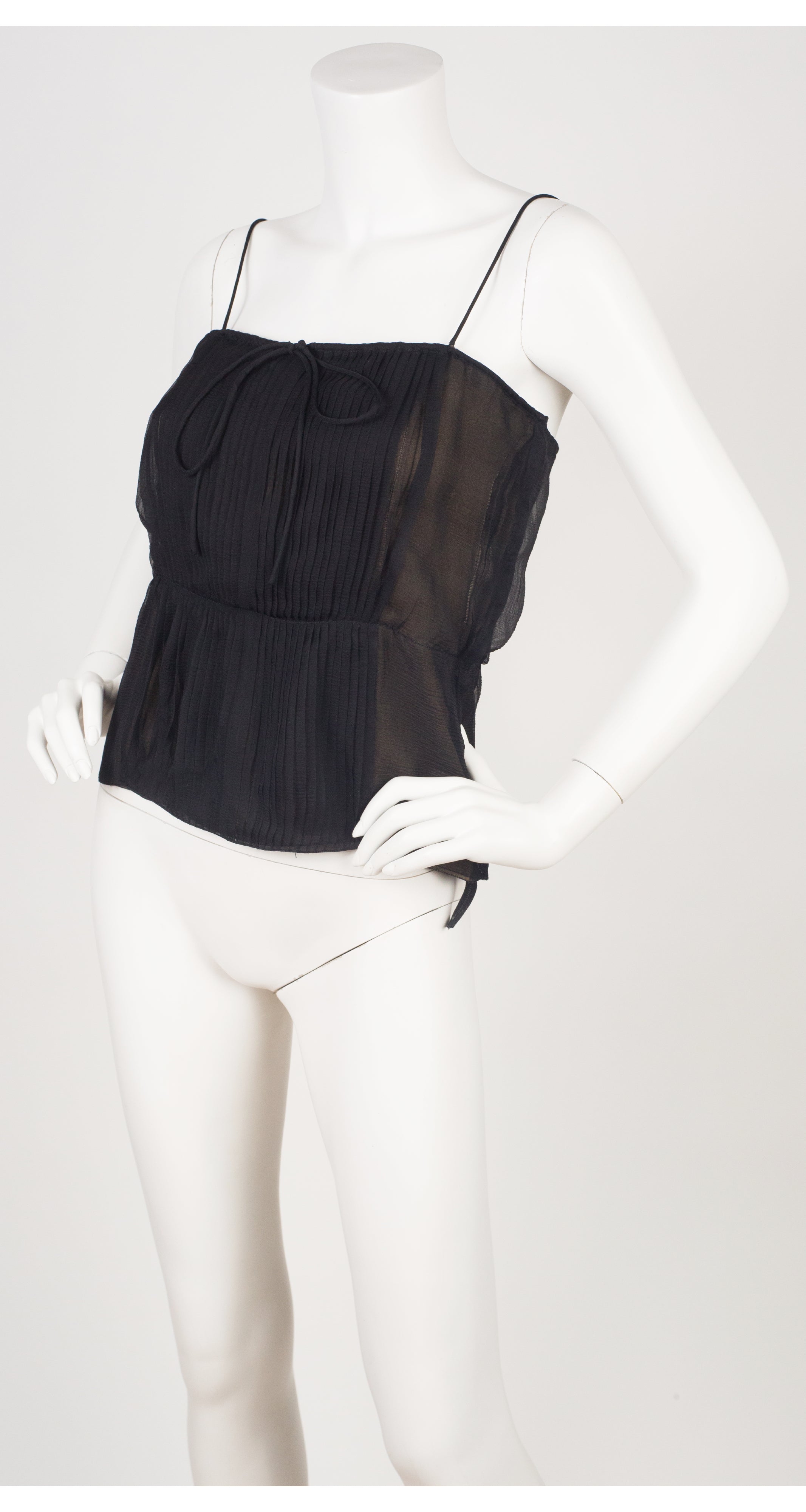 1976 F/W Black Silk Chiffon Tank Top