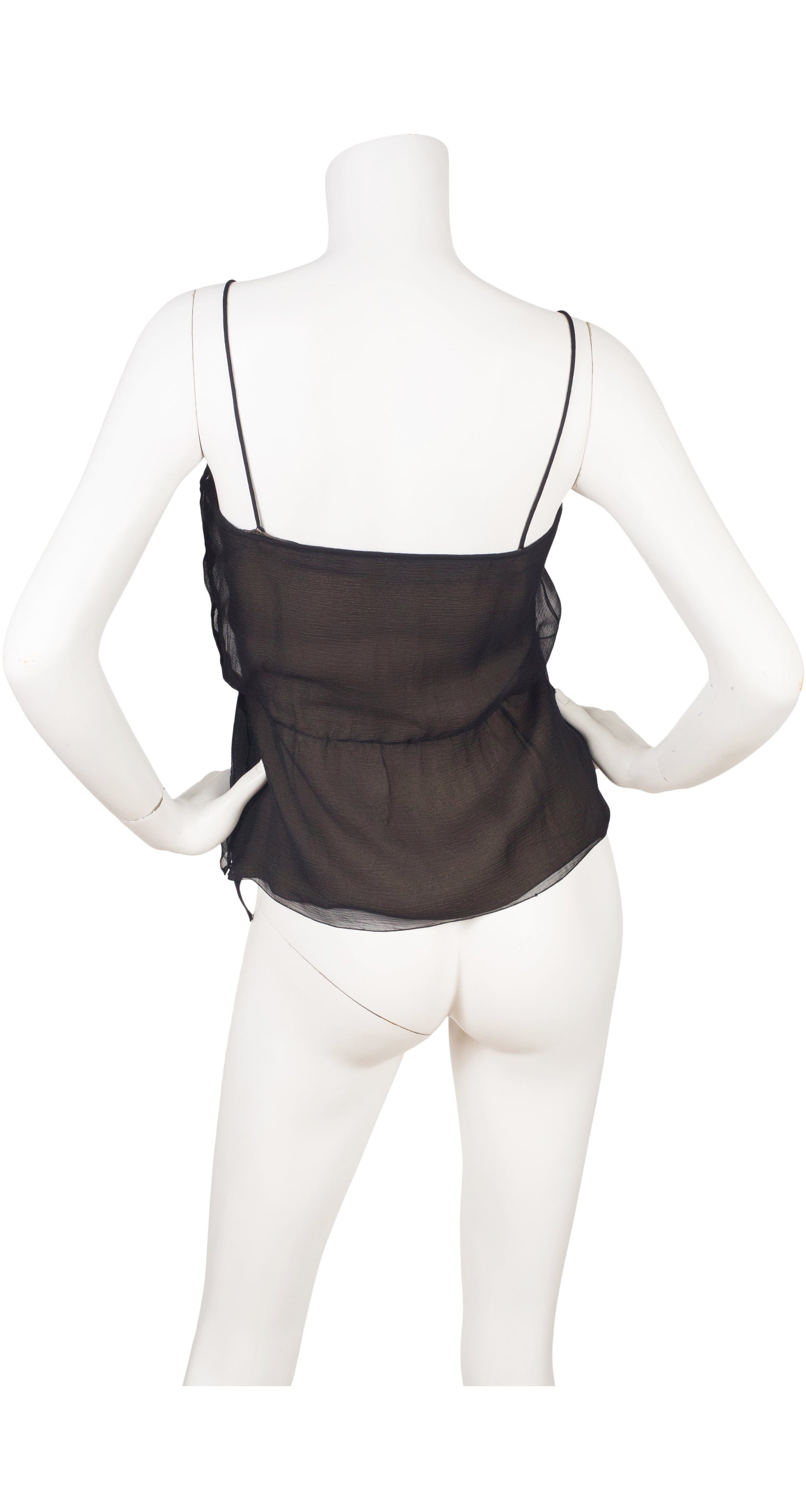 1976 F/W Black Silk Chiffon Tank Top