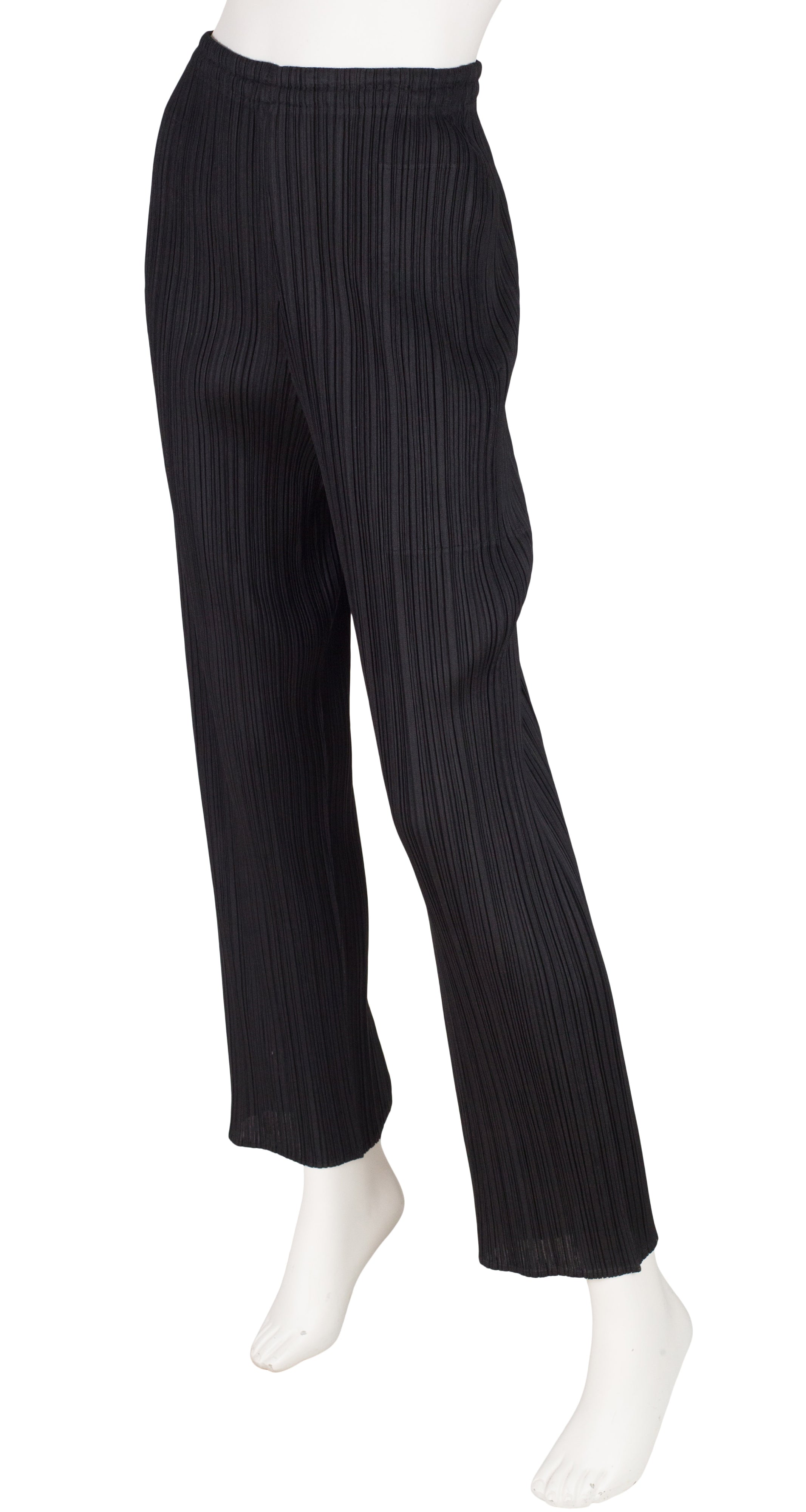1990s Black Pleated Straight-Leg Pants