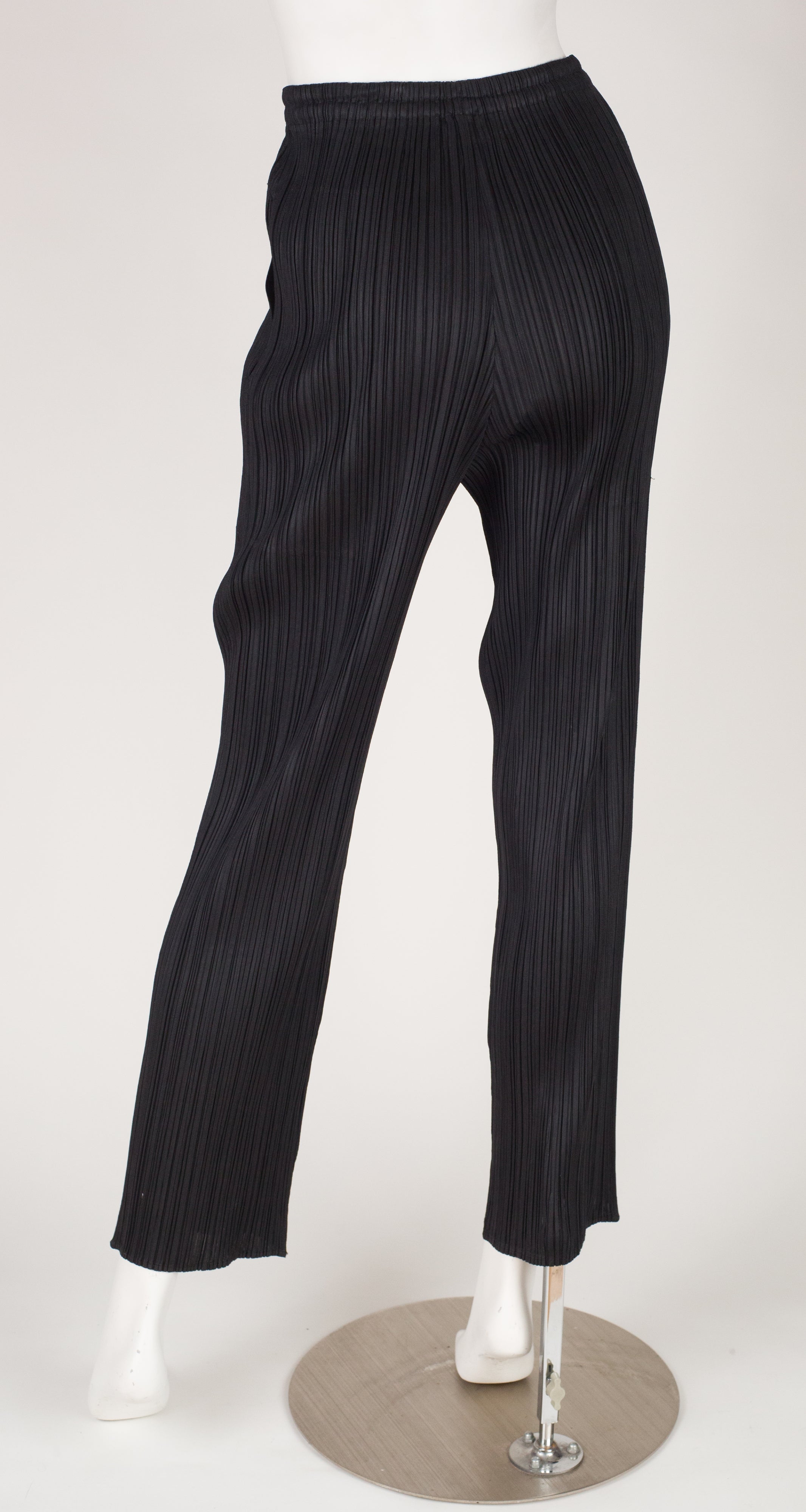 1990s Black Pleated Straight-Leg Pants