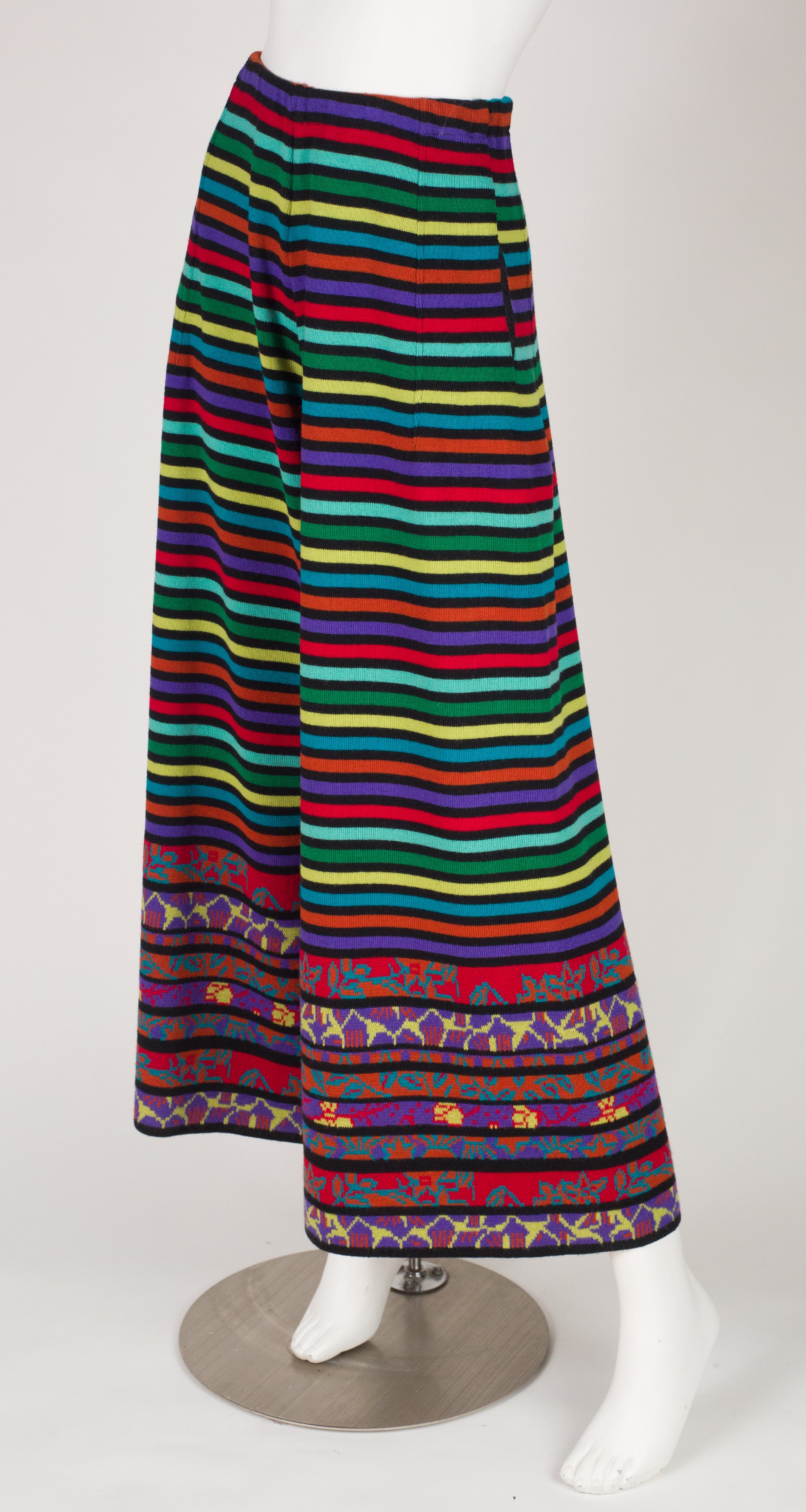1989 Multicolor Striped Wool Knit Wide-Leg Pants