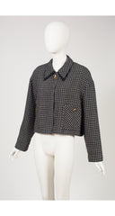 1980s Houndstooth Wool Box Cut Jacket