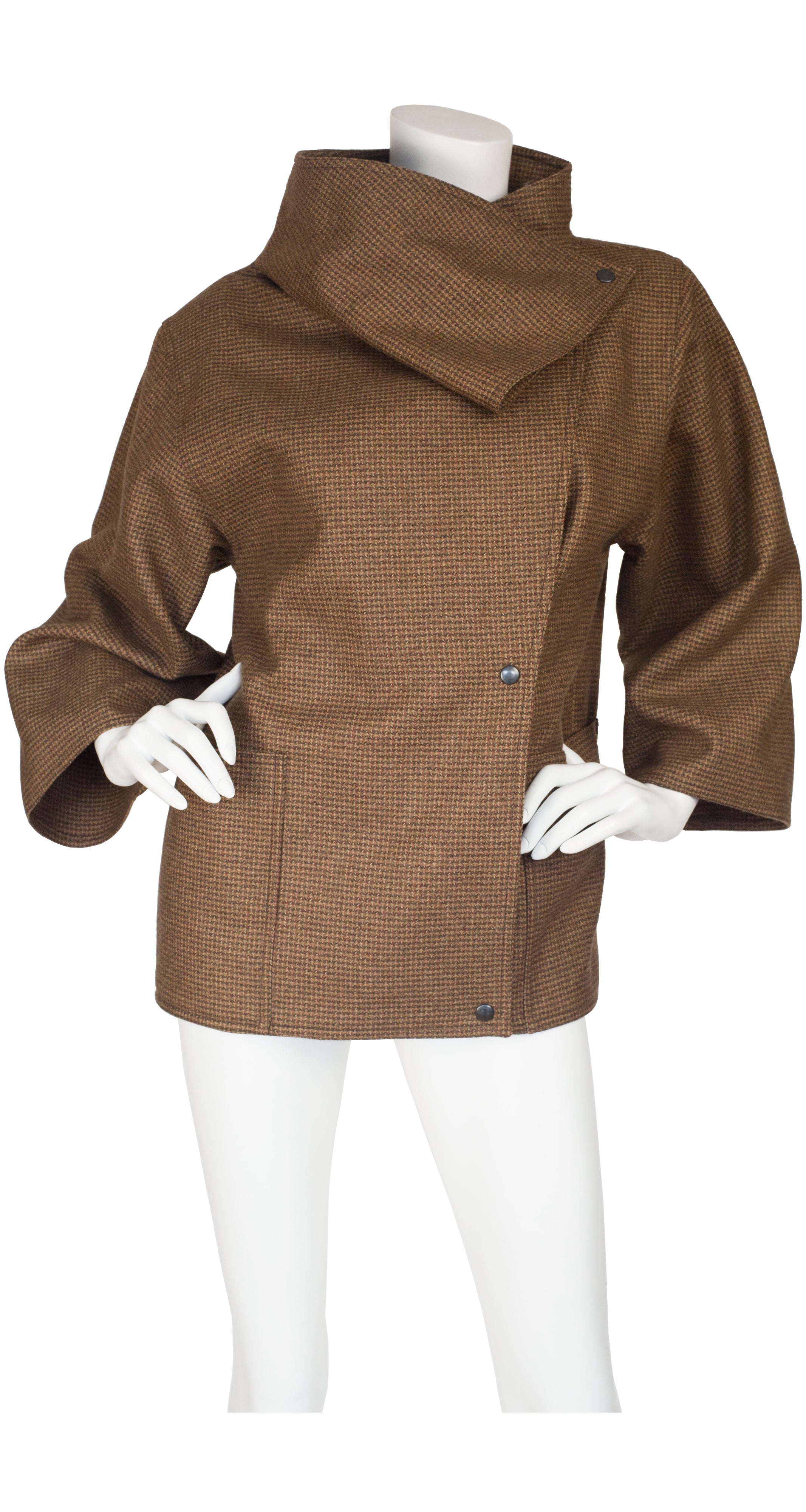 1980s Sculptural Brown Tweed Wool Jacket