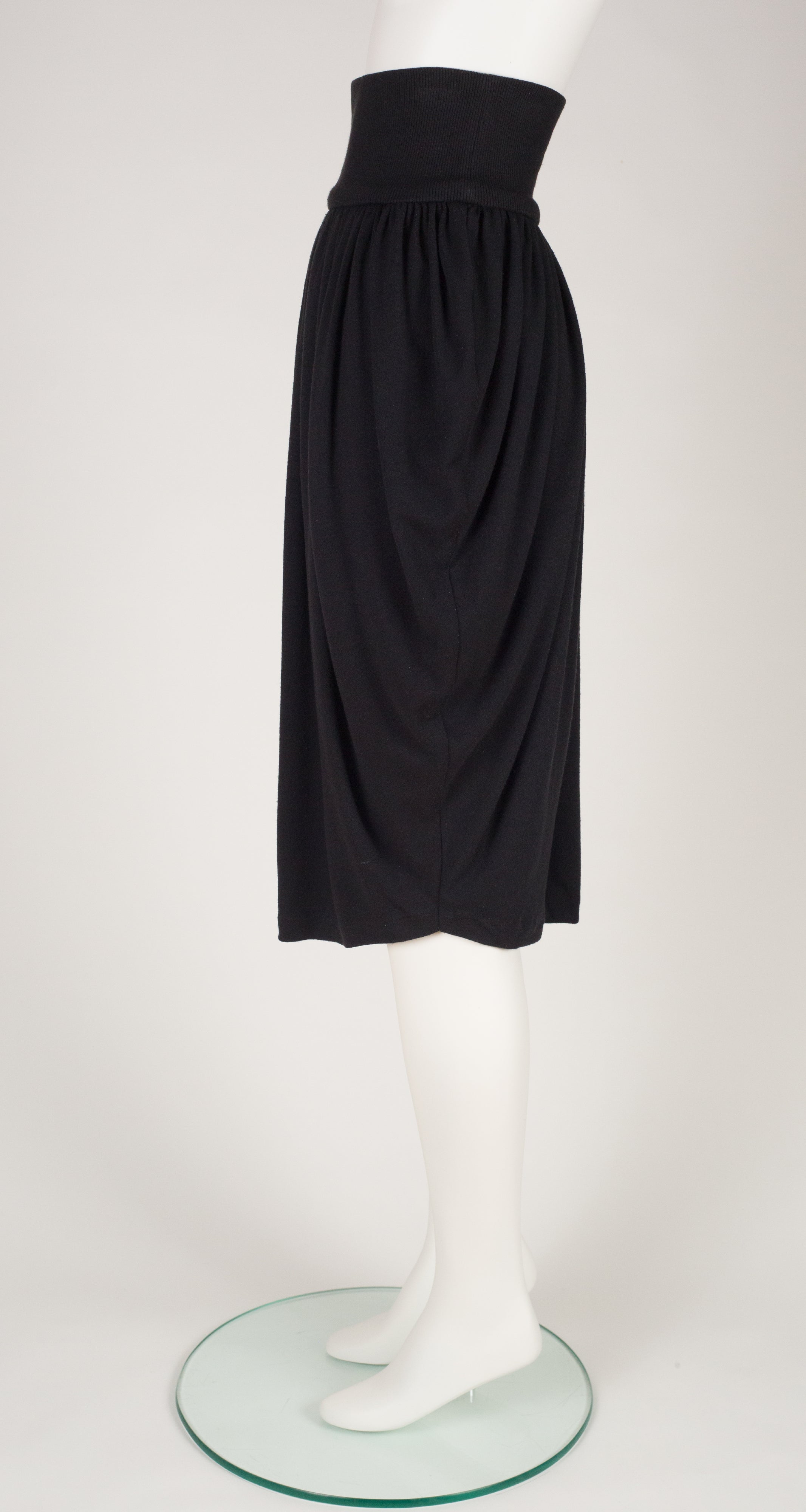 1980s Black Jersey High-Waisted Tulip Skirt