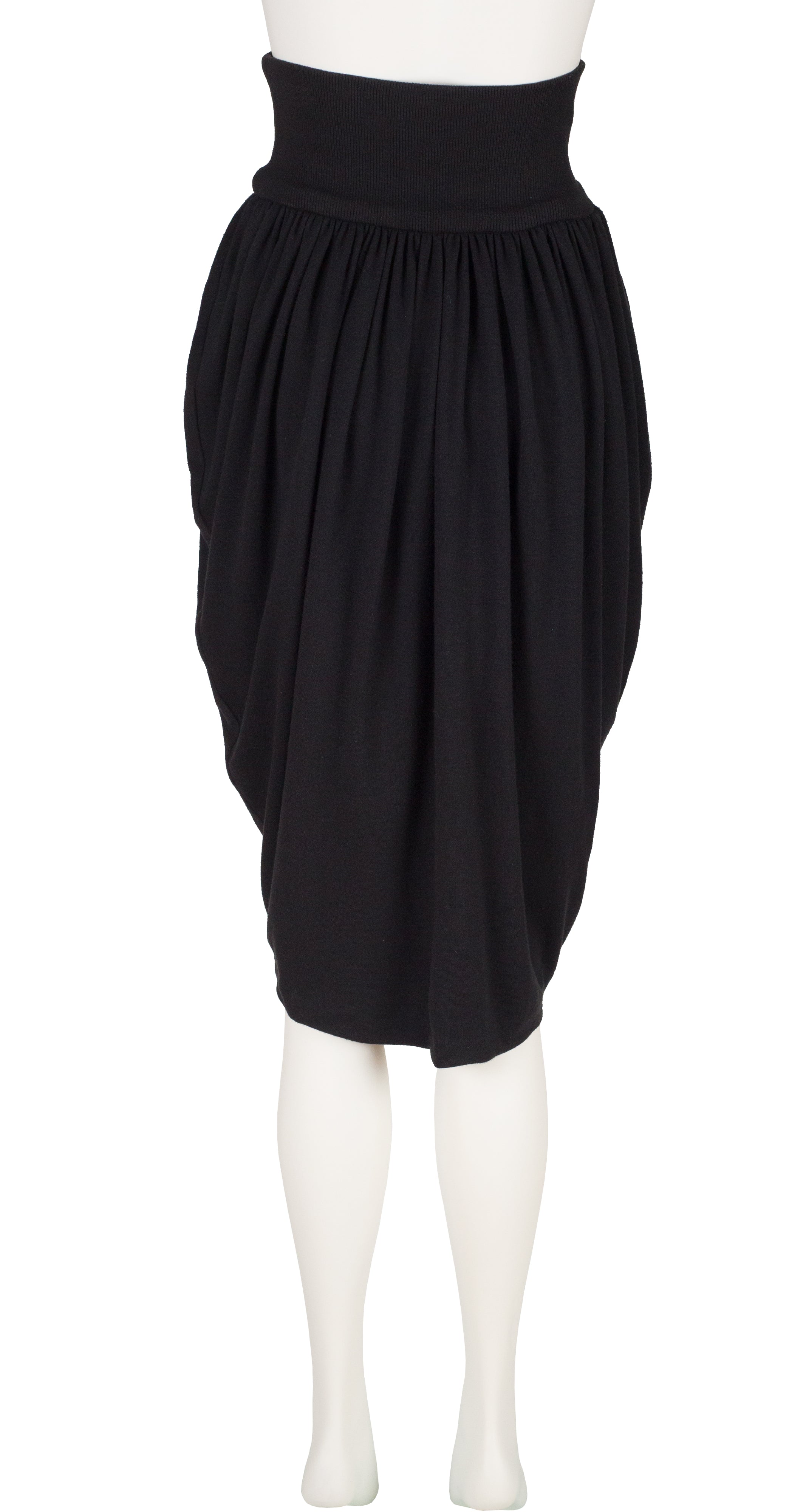 1980s Black Jersey High-Waisted Tulip Skirt
