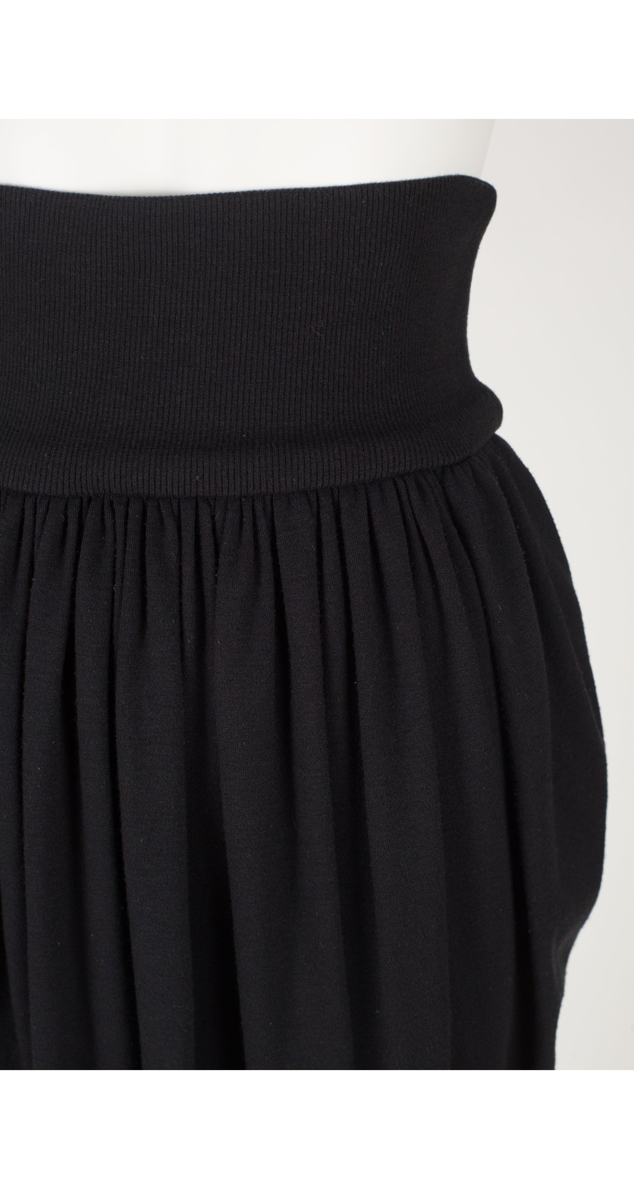 1980s Black Jersey High-Waisted Tulip Skirt