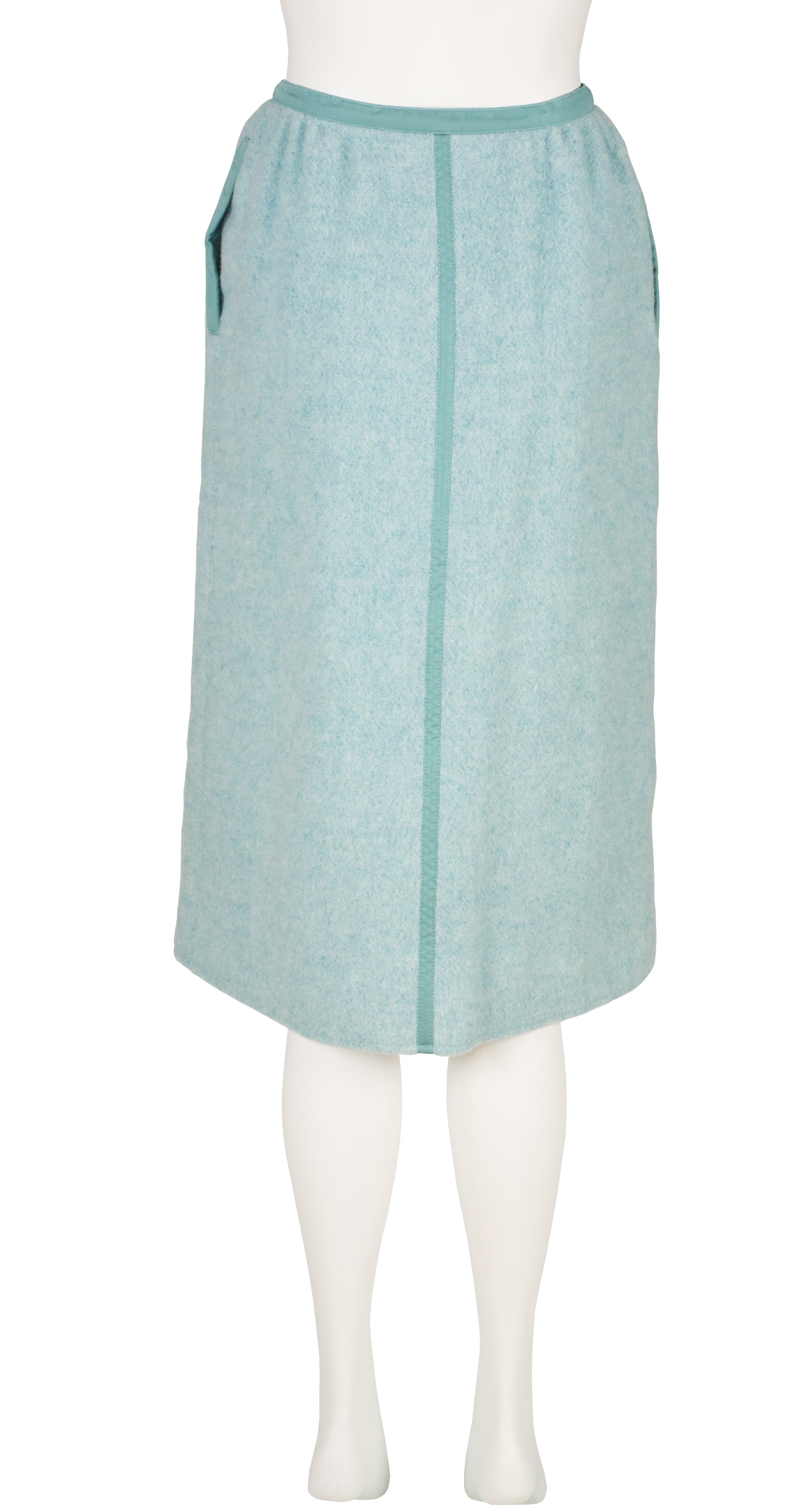 1970s Logo Blue Wool & Knit Skirt