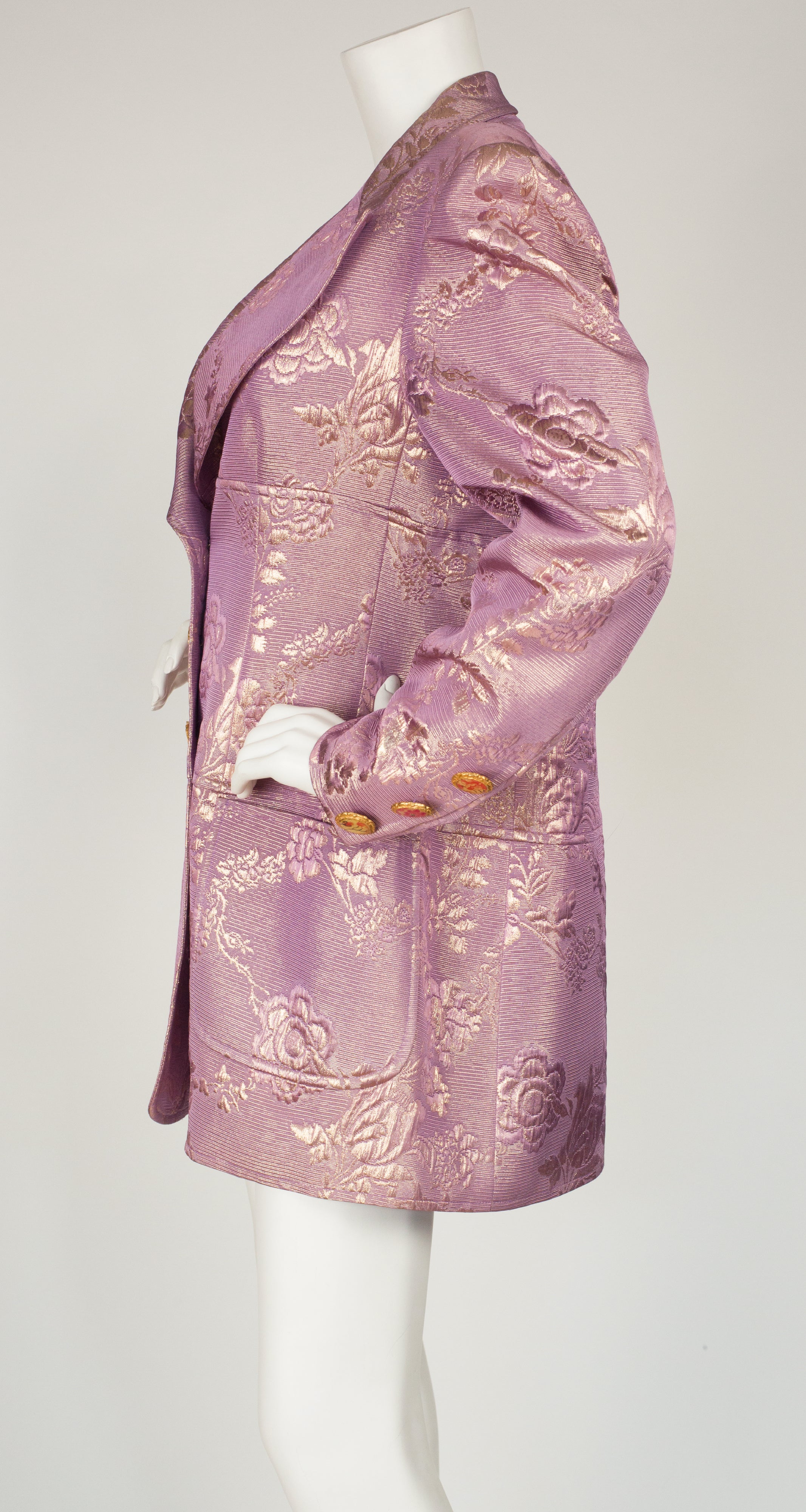1994-95 Cruise Floral Metallic Purple Brocade Evening Coat