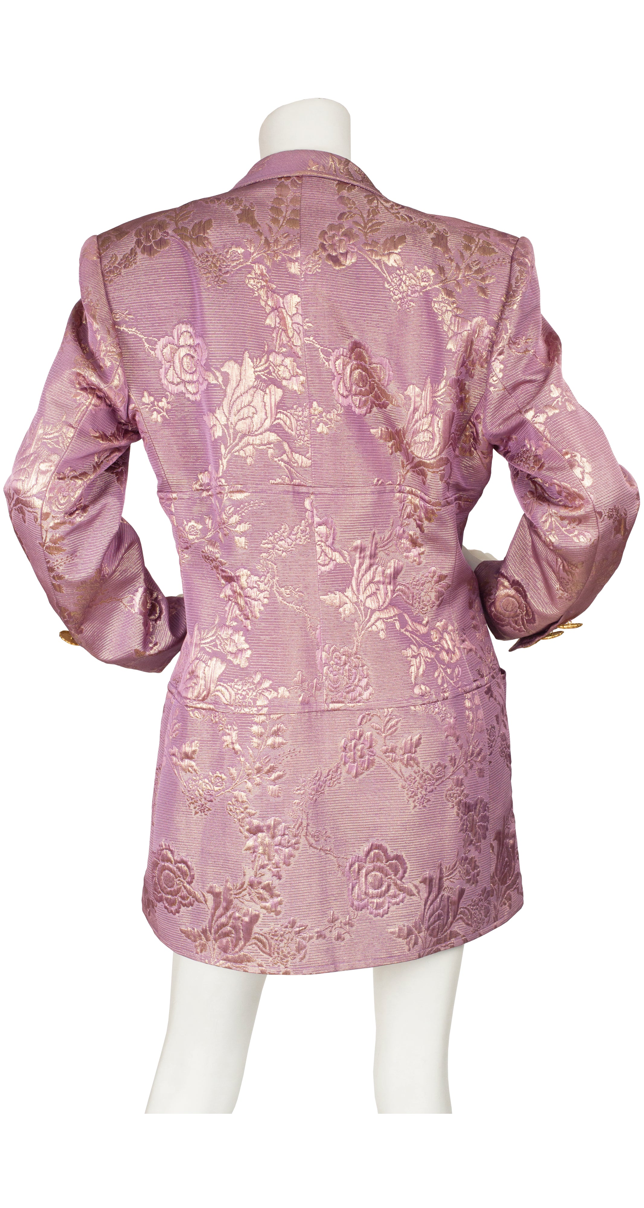 1994-95 Cruise Floral Metallic Purple Brocade Evening Coat