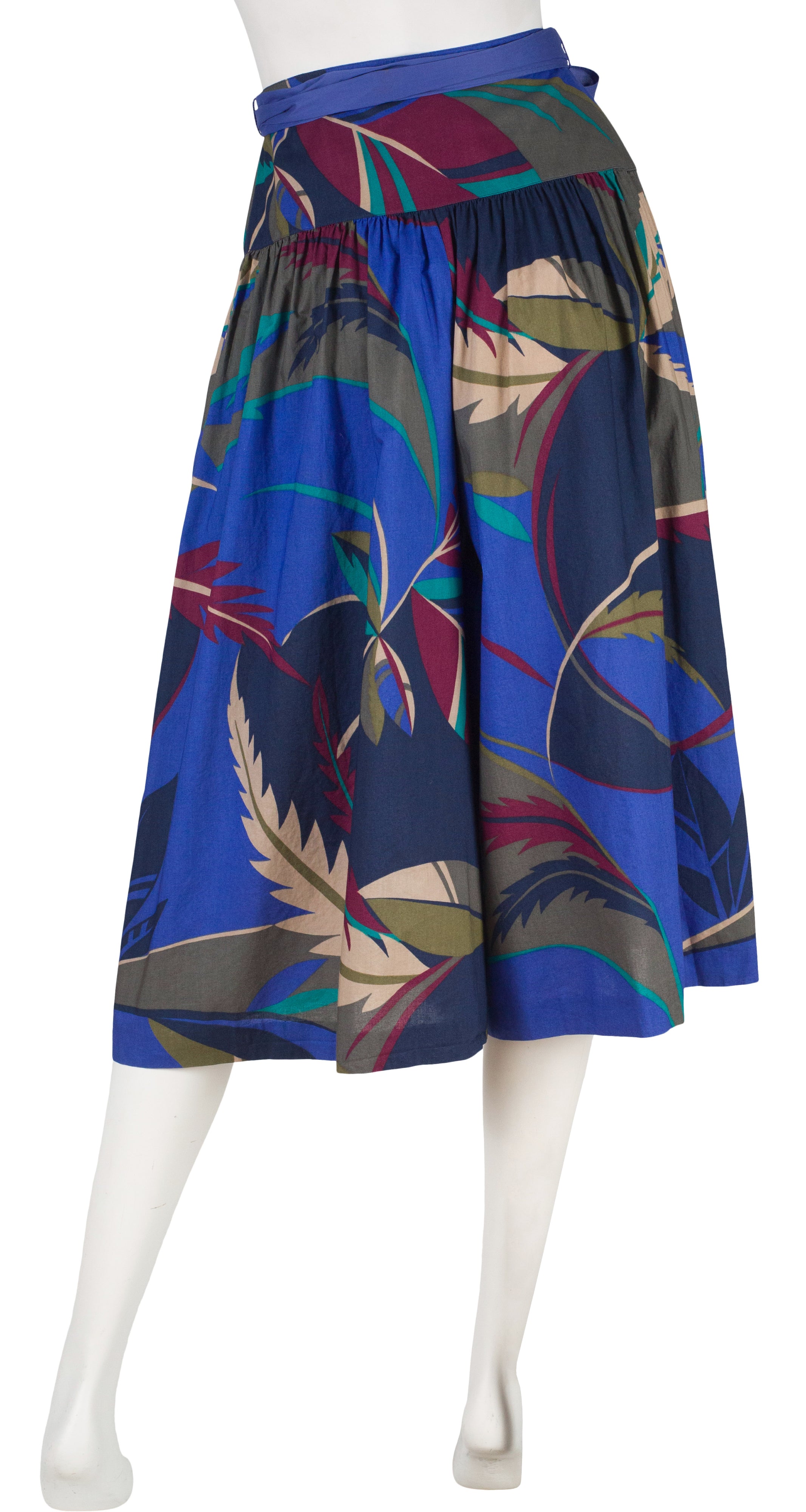 1980s Leaf Print Cotton High-Waisted Culottes