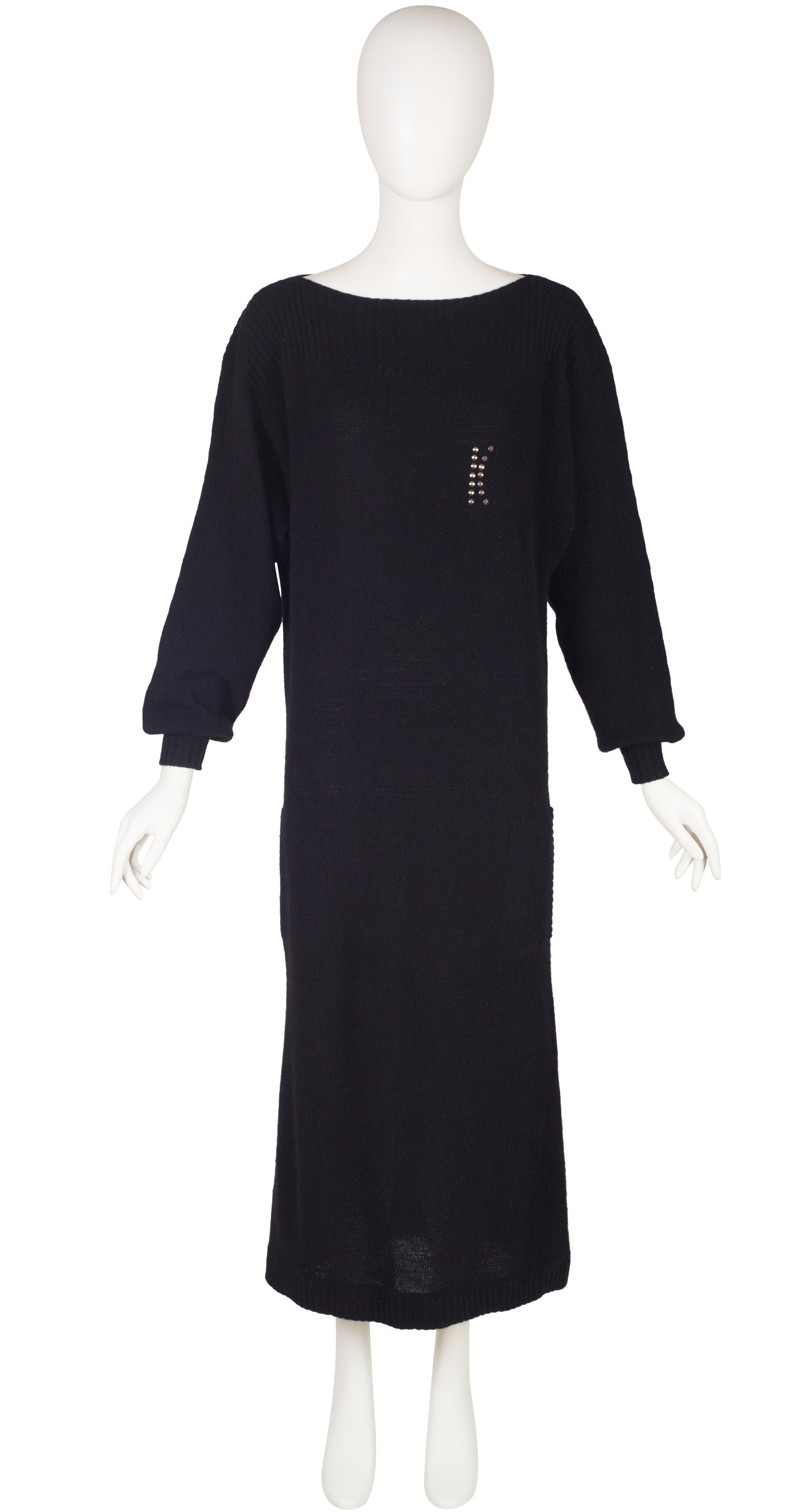 1983 Documented “K" Black Angora Sweater Dress