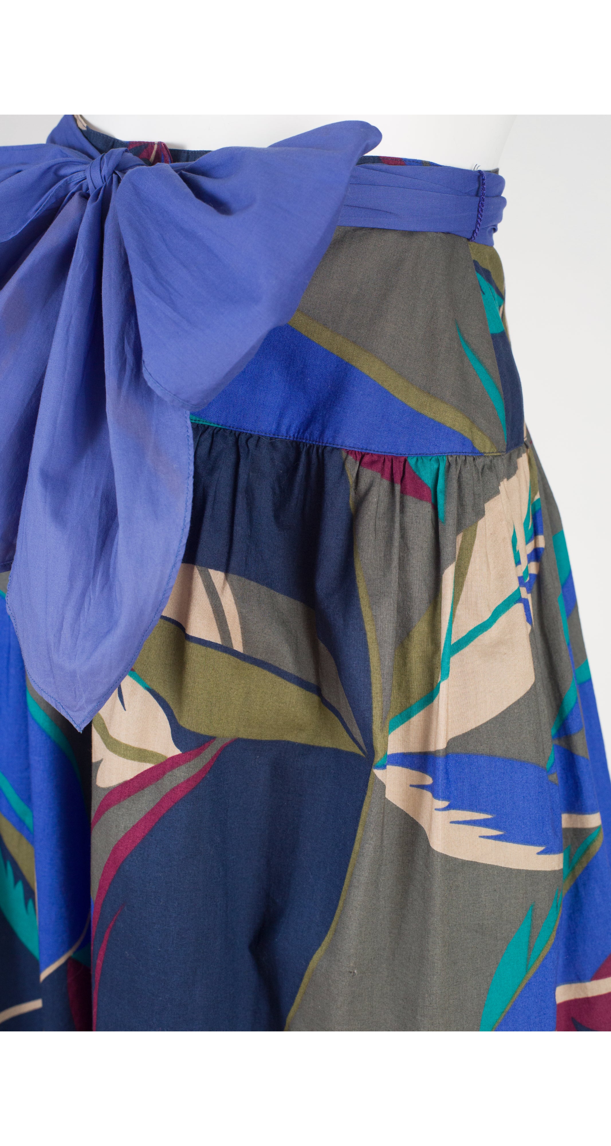 1980s Leaf Print Cotton High-Waisted Culottes