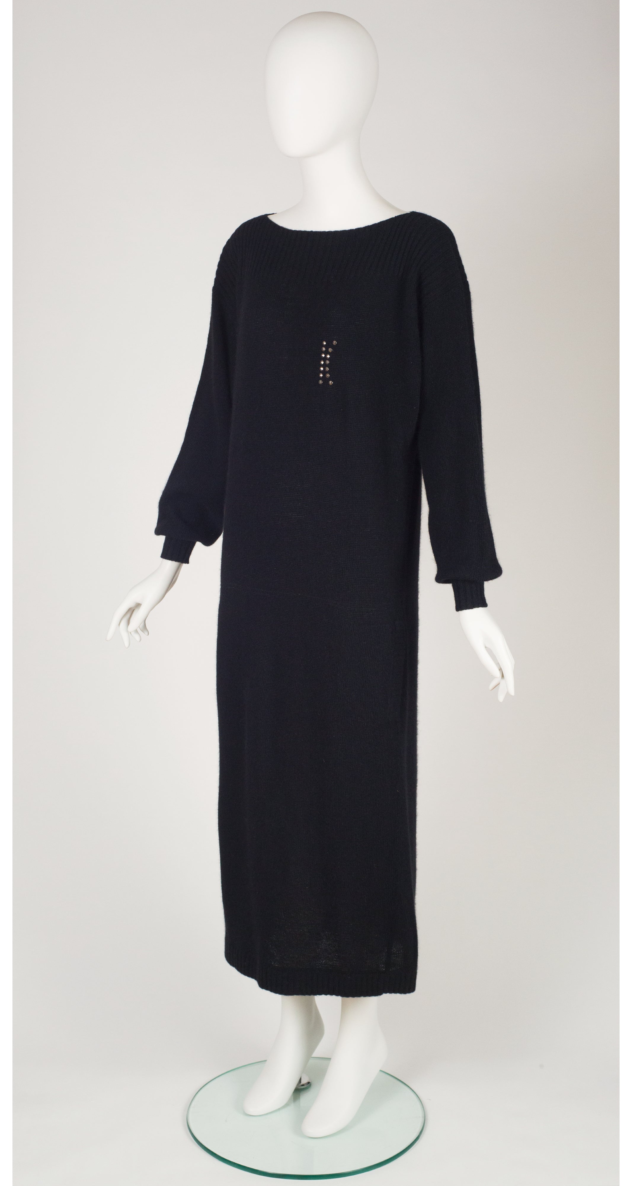 1983 Documented “K" Black Angora Sweater Dress