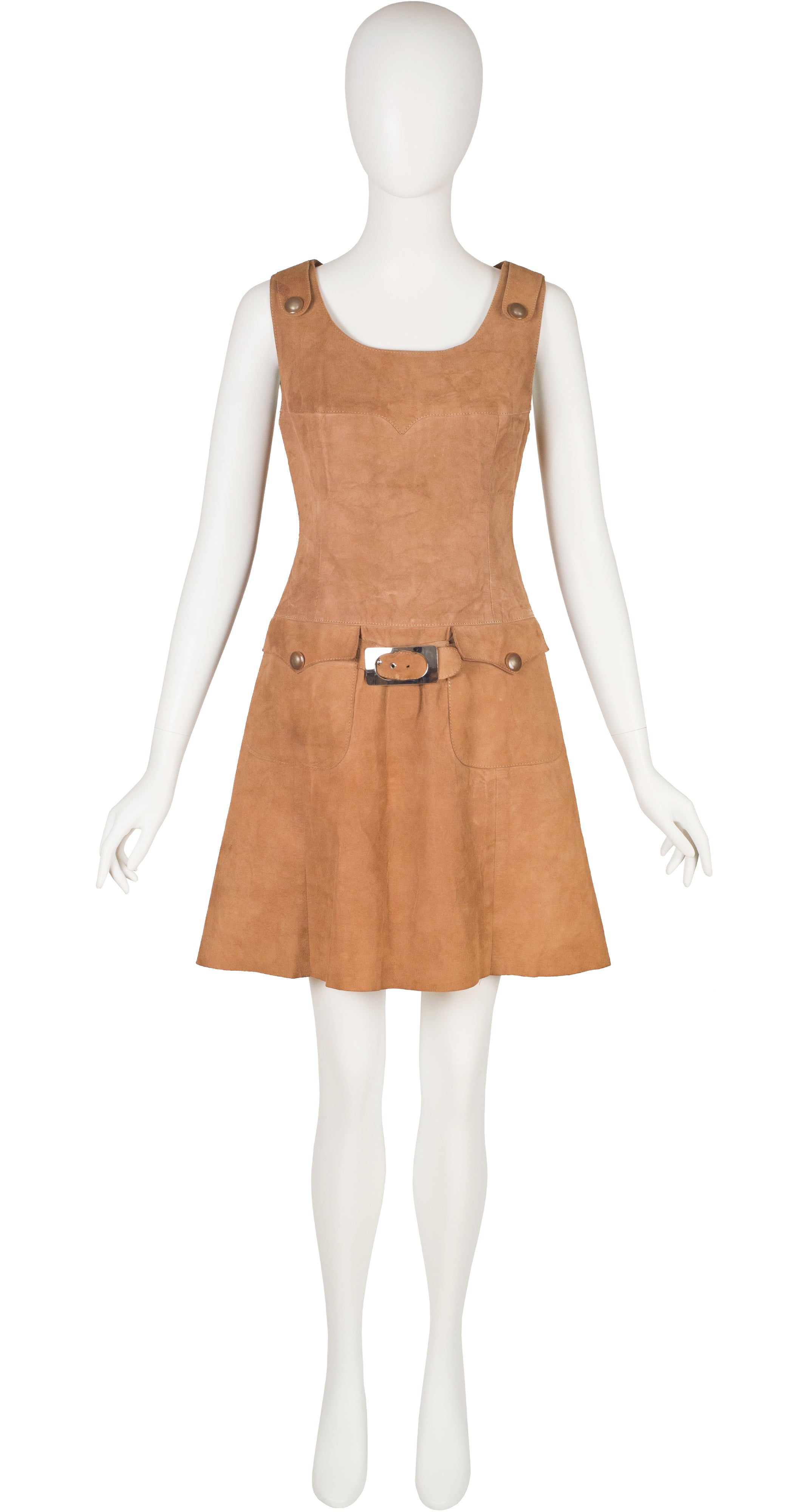 1960s Mod Tan Suede Shift Dress