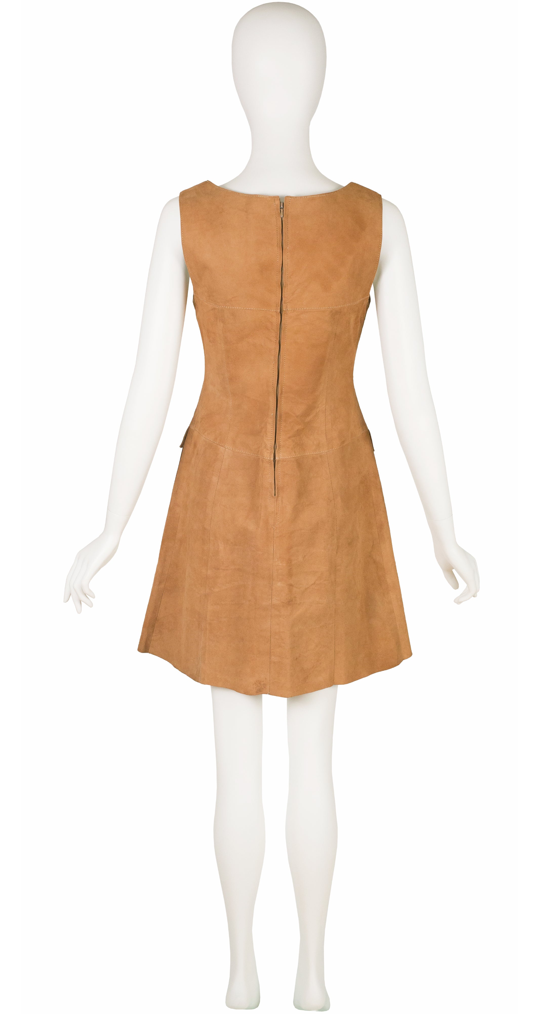 1960s Mod Tan Suede Shift Dress
