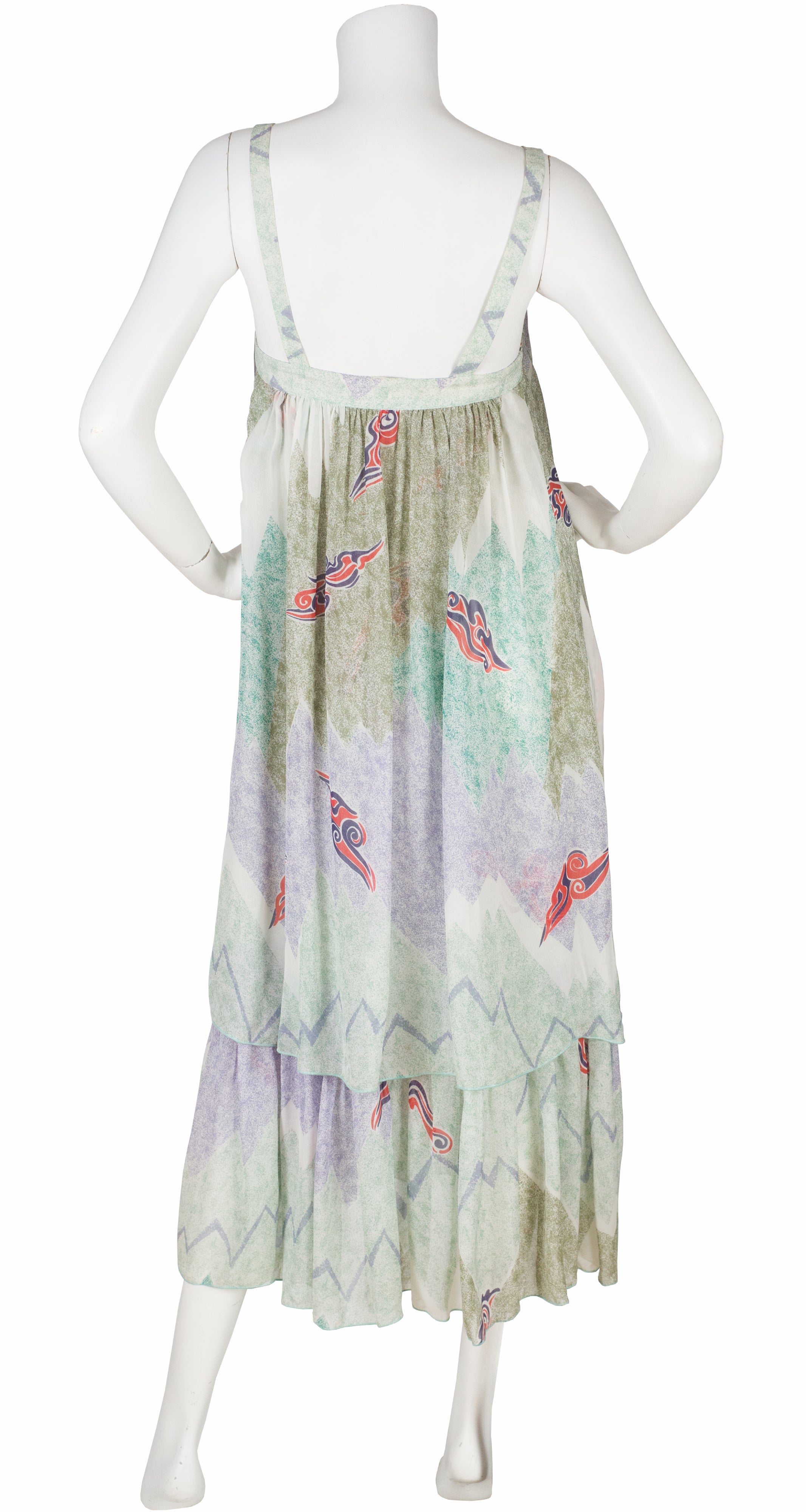 1980s Gradient Viscose Voile Tiered Sundress