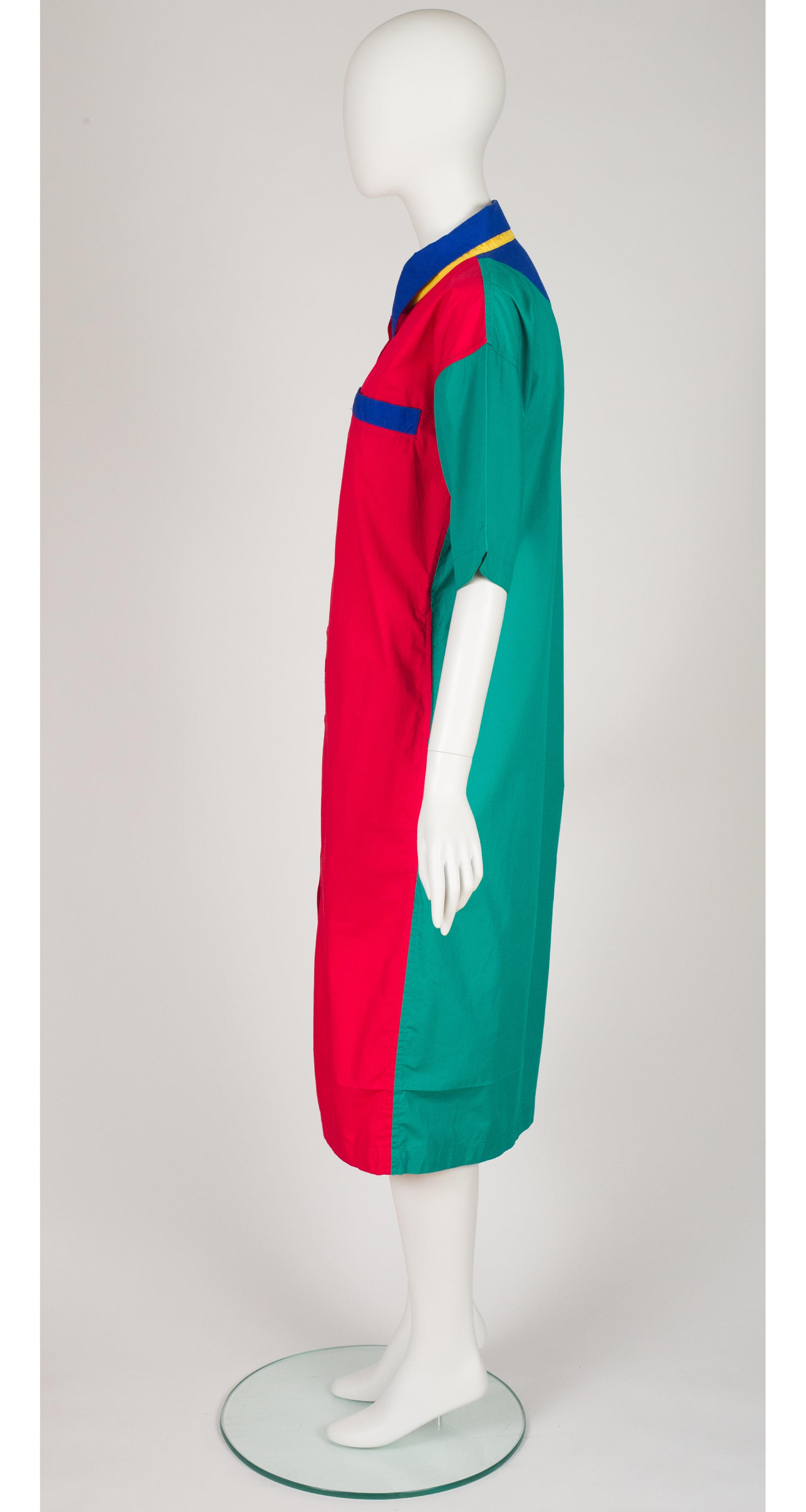 1988 S/S Documented Color Block Cotton Shirt Dress