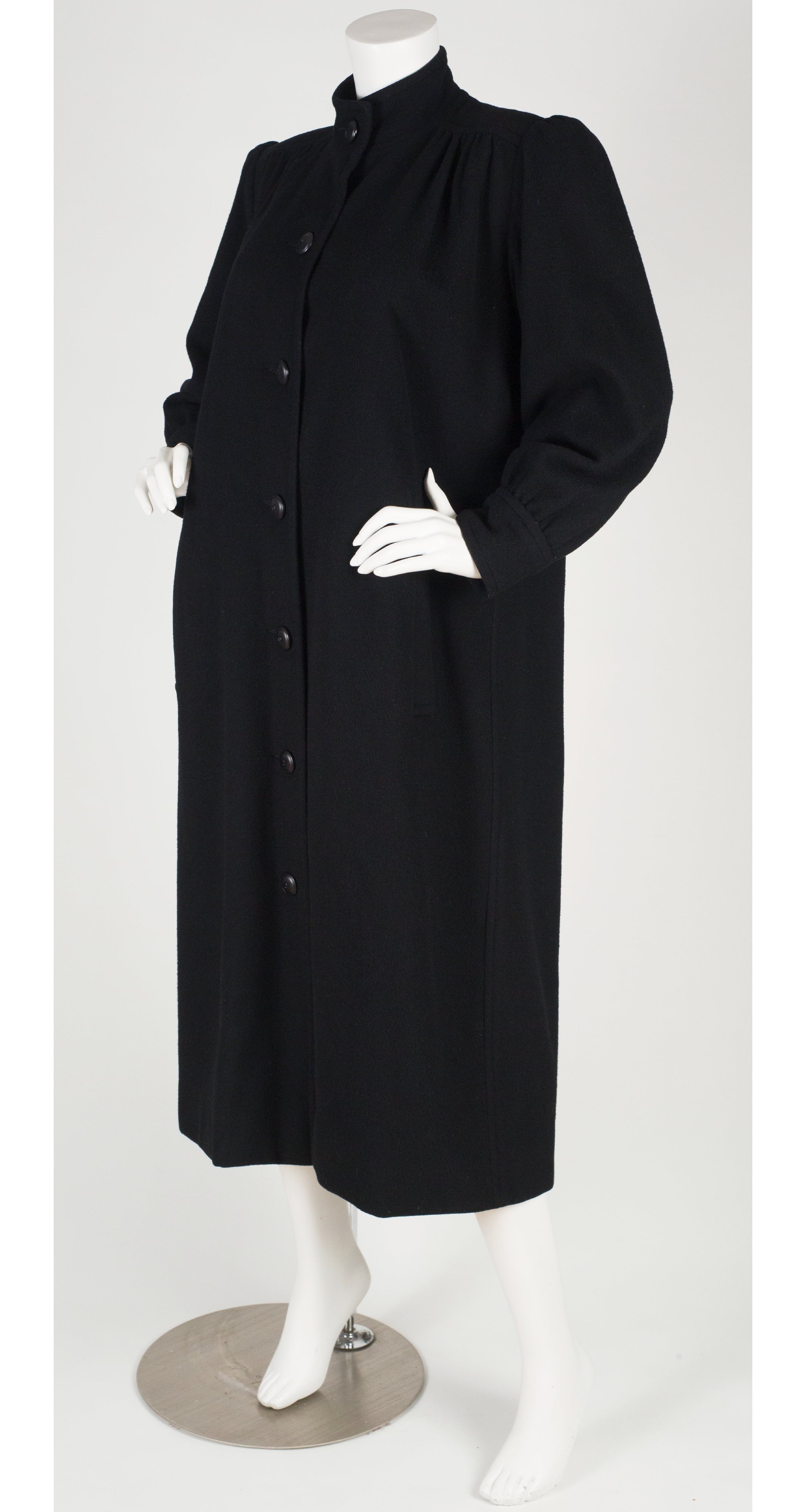 1983-84 F/W Black Wool Puff Shoulder Coat