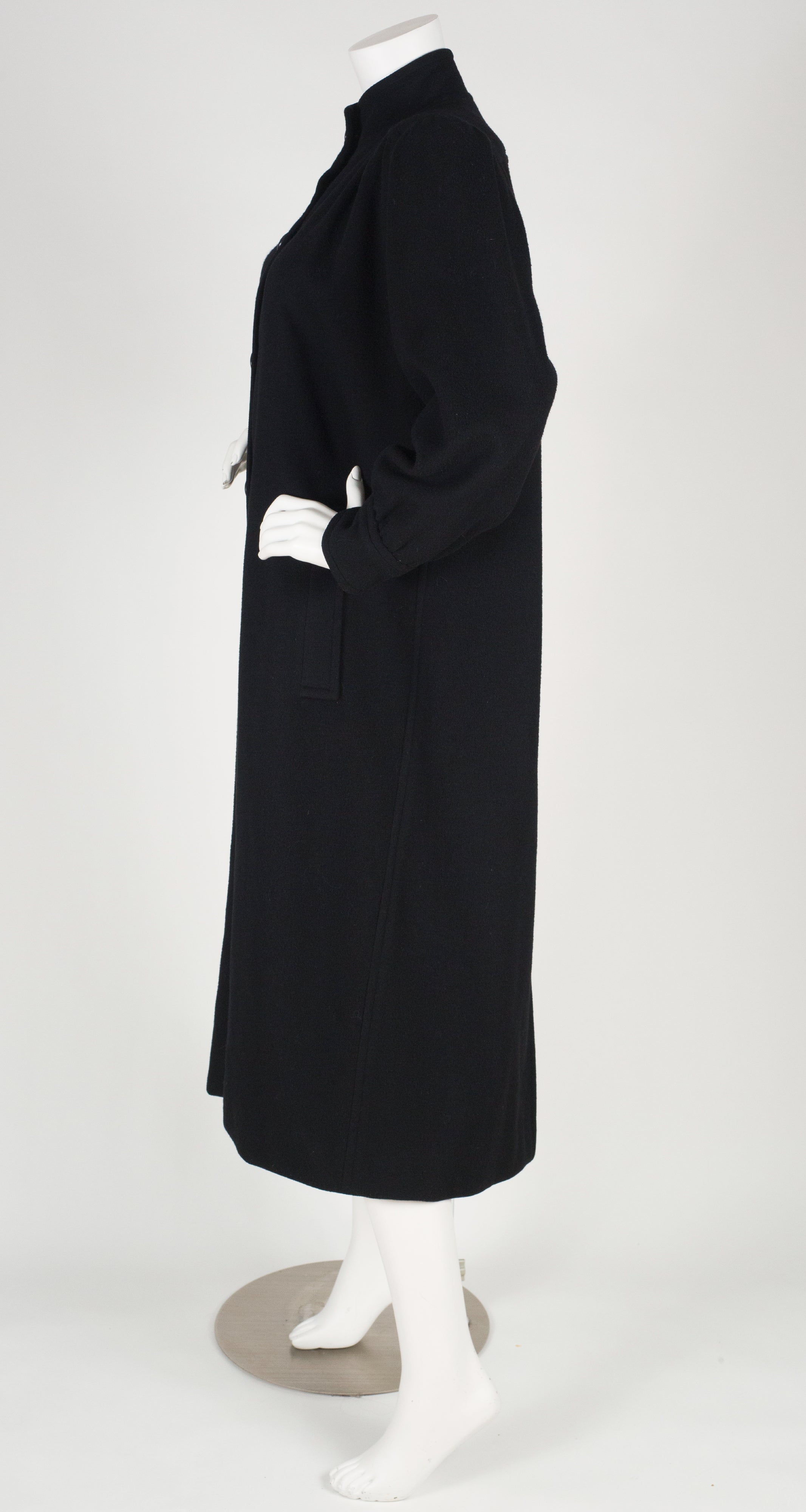 1983-84 F/W Black Wool Puff Shoulder Coat