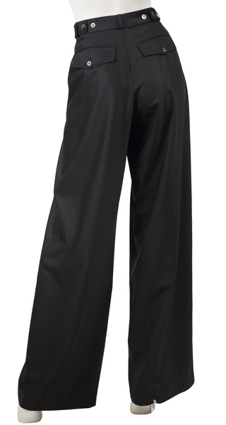 パンツ 1980s Euro Vintage Black Wide Trousers Deadstock Vintage 1980s Pleat-front Trousers (XS-L