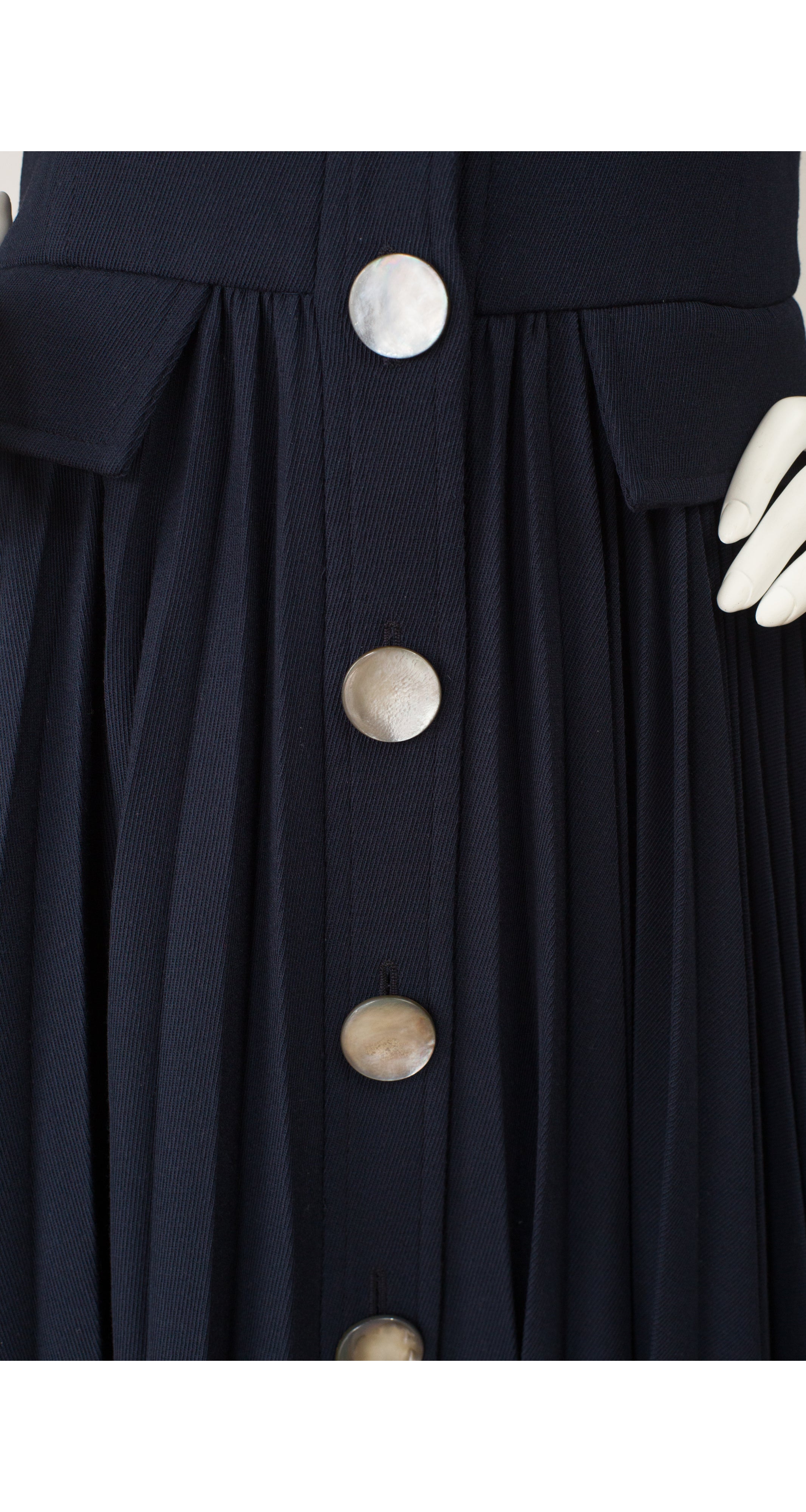 1989 F/W Runway Navy Wool Accordion Pleated Skirt Coat