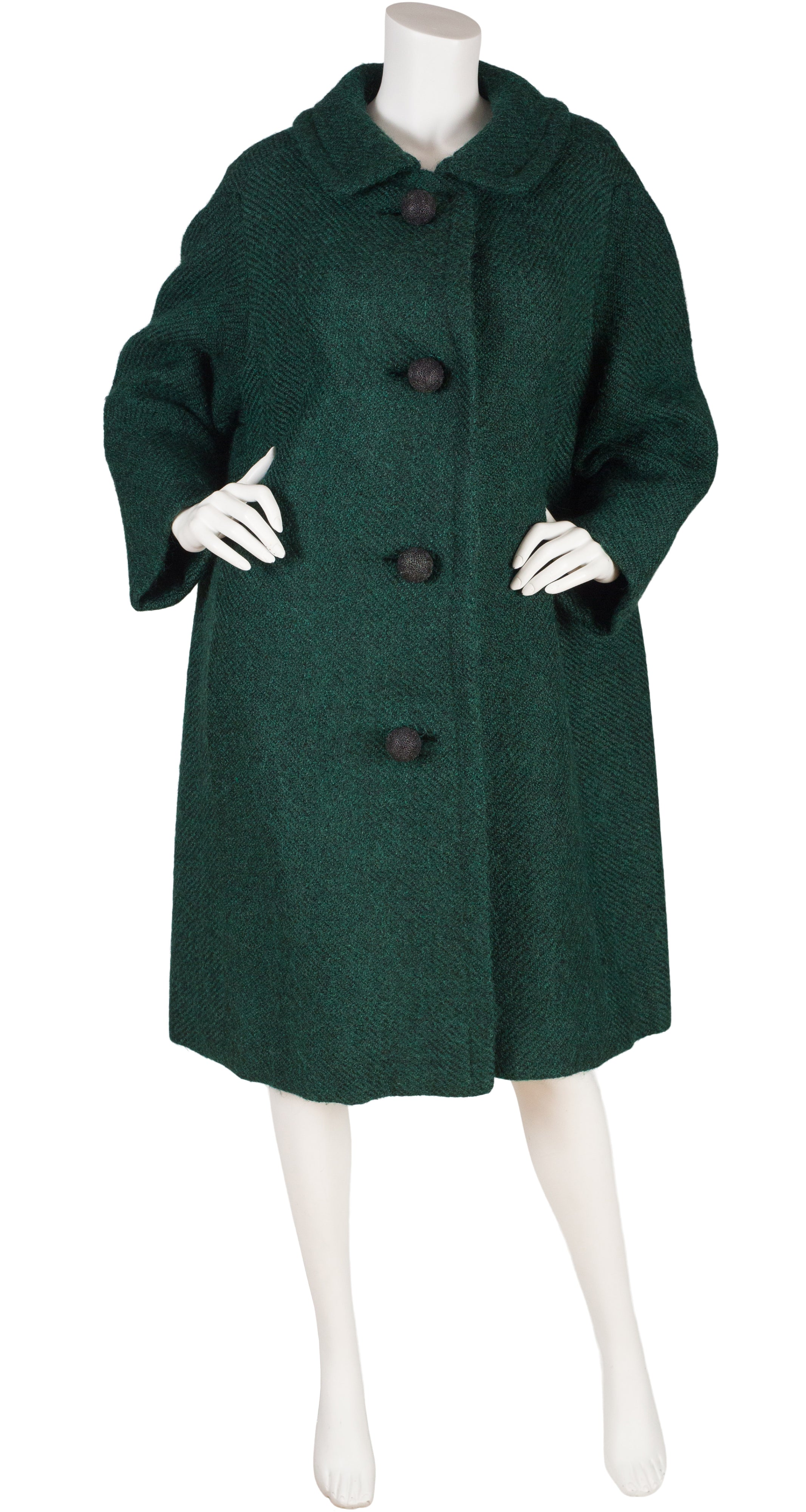 1950s Green Wool Collared Coat