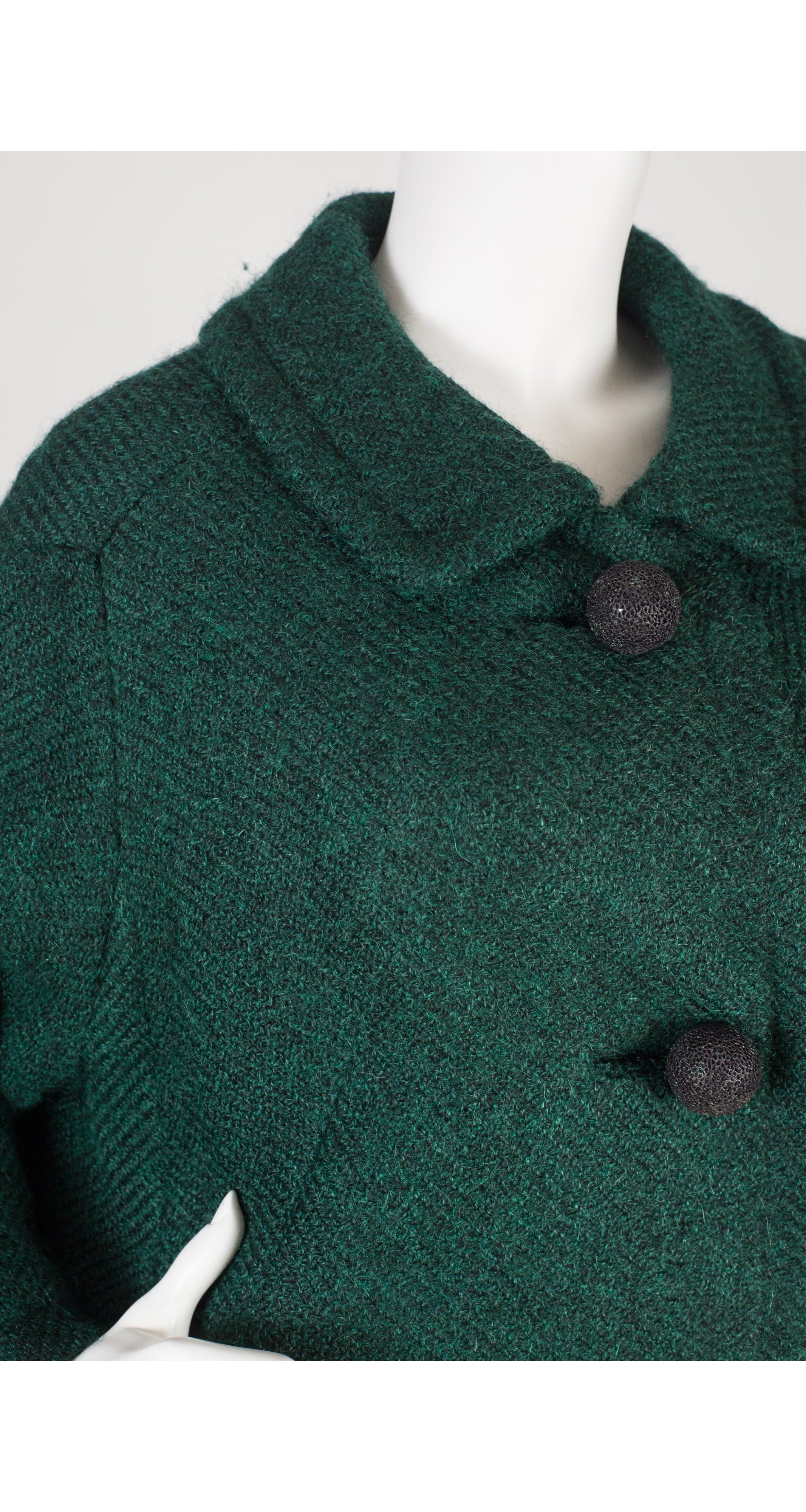 1950s Green Wool Collared Coat