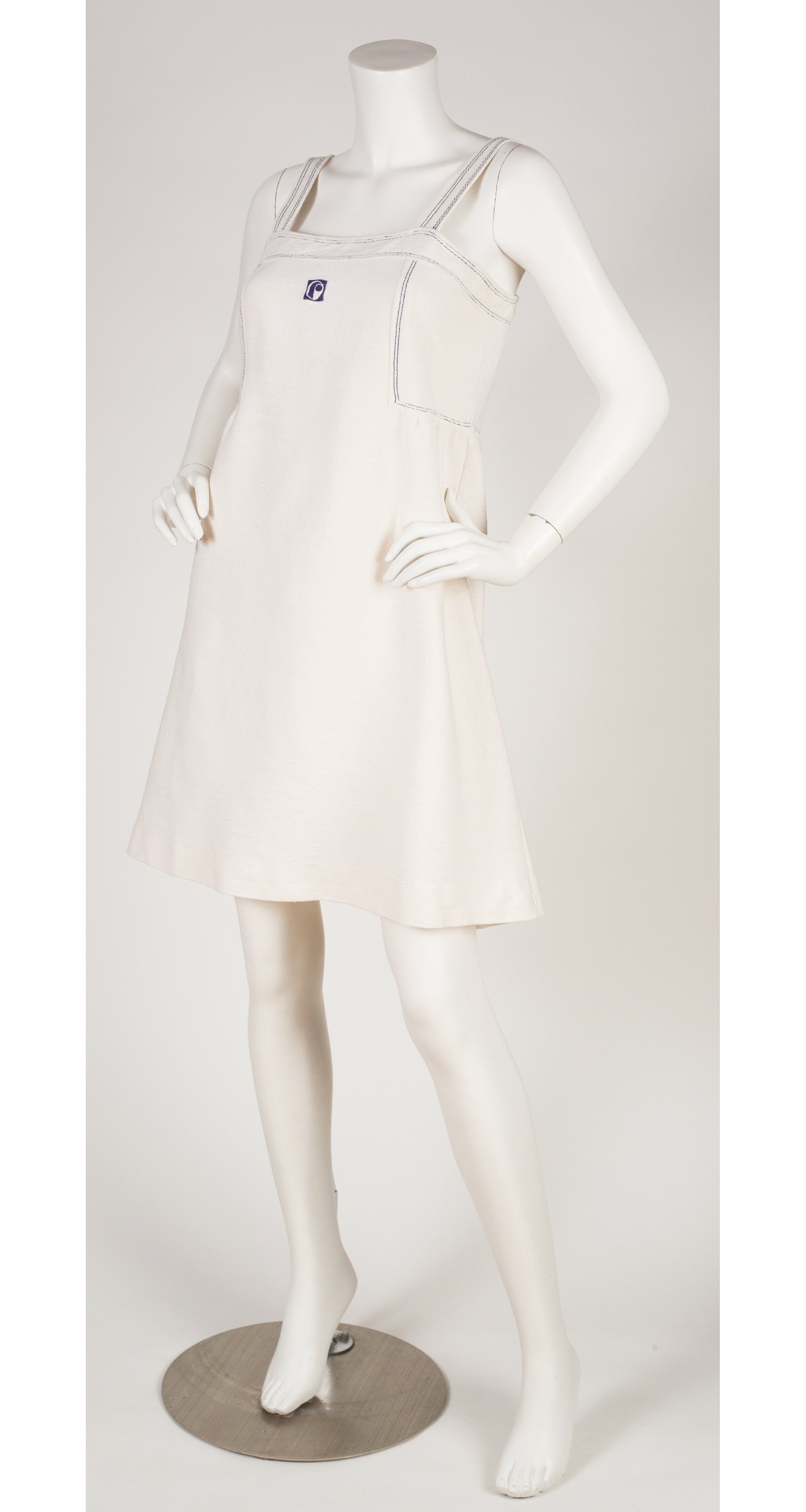1970s Logo White Cotton Mini Sundress