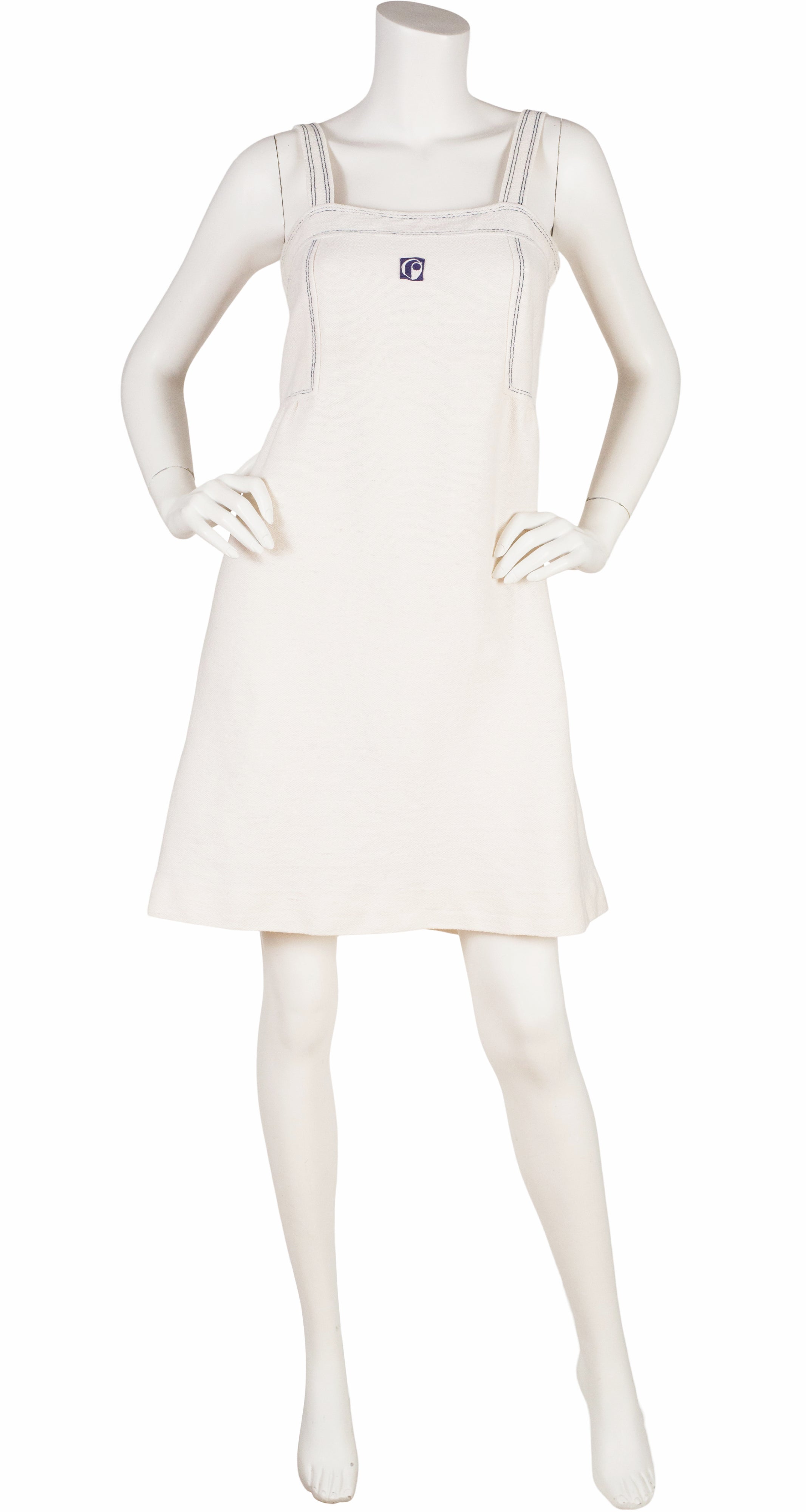 1970s Logo White Cotton Mini Sundress