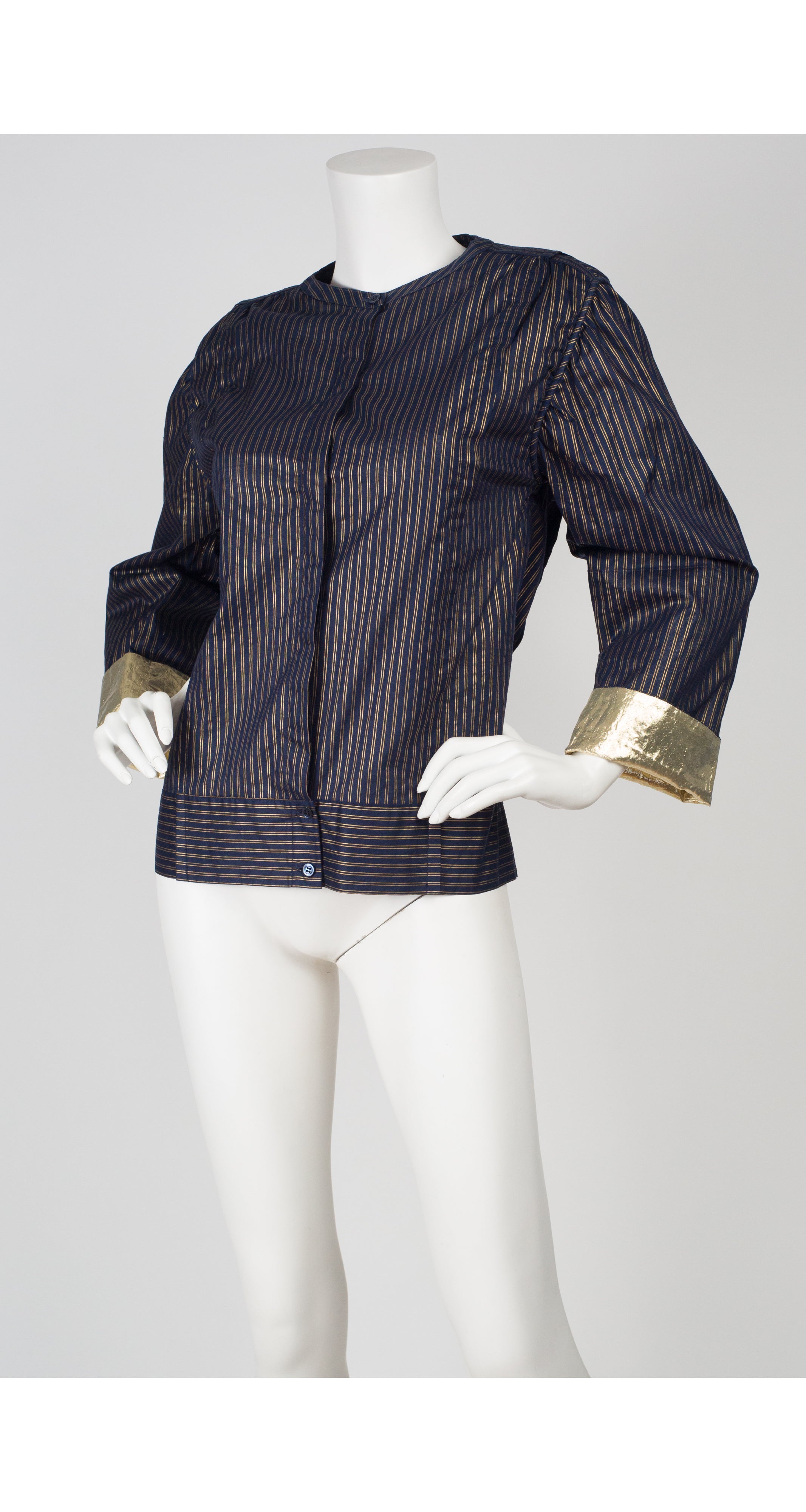 1982 Documented Gold Metallic Pinstripe Blouse