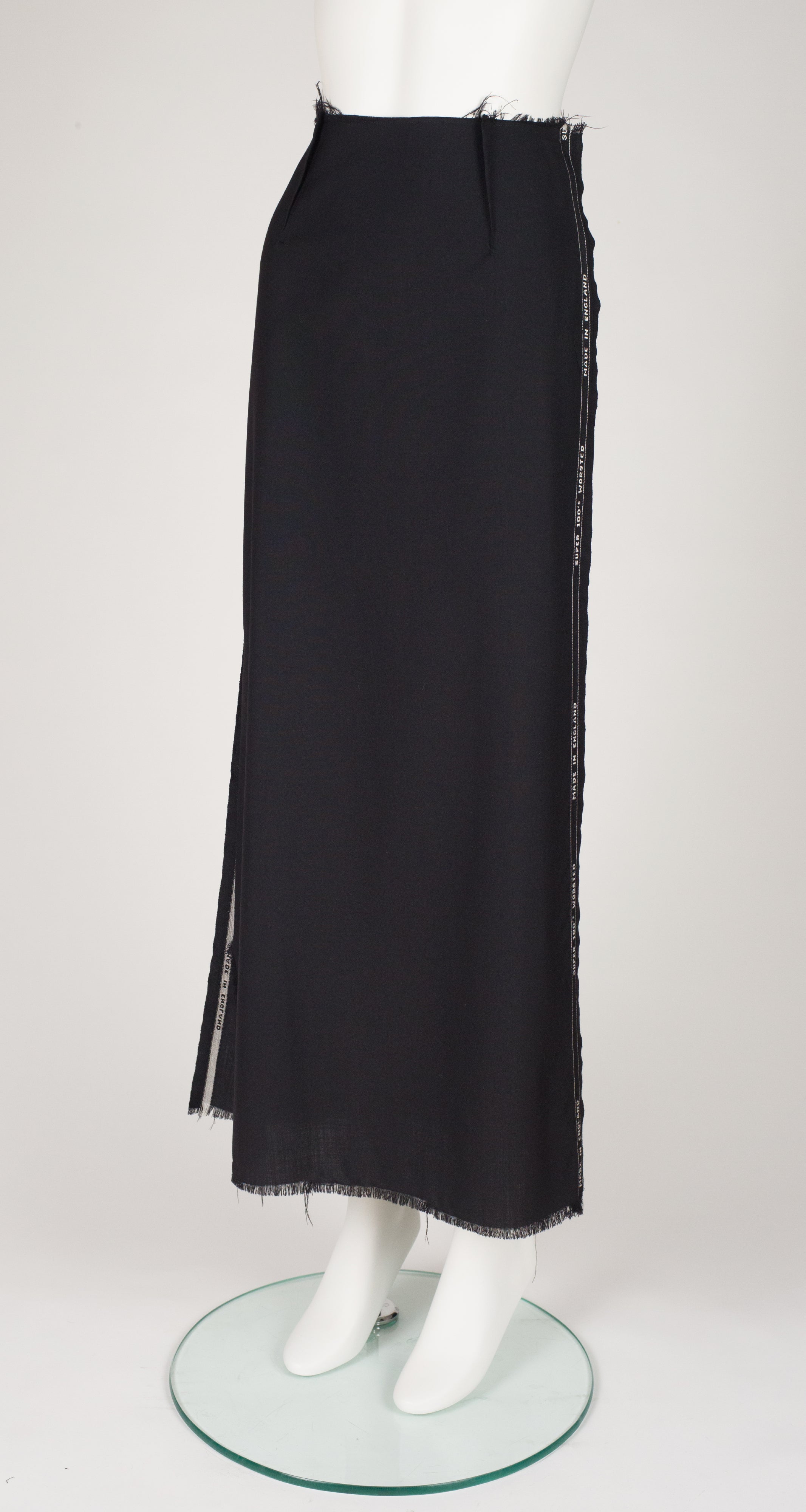 1997-98 F/W "Selvage" Deconstructed Black Wool Skirt