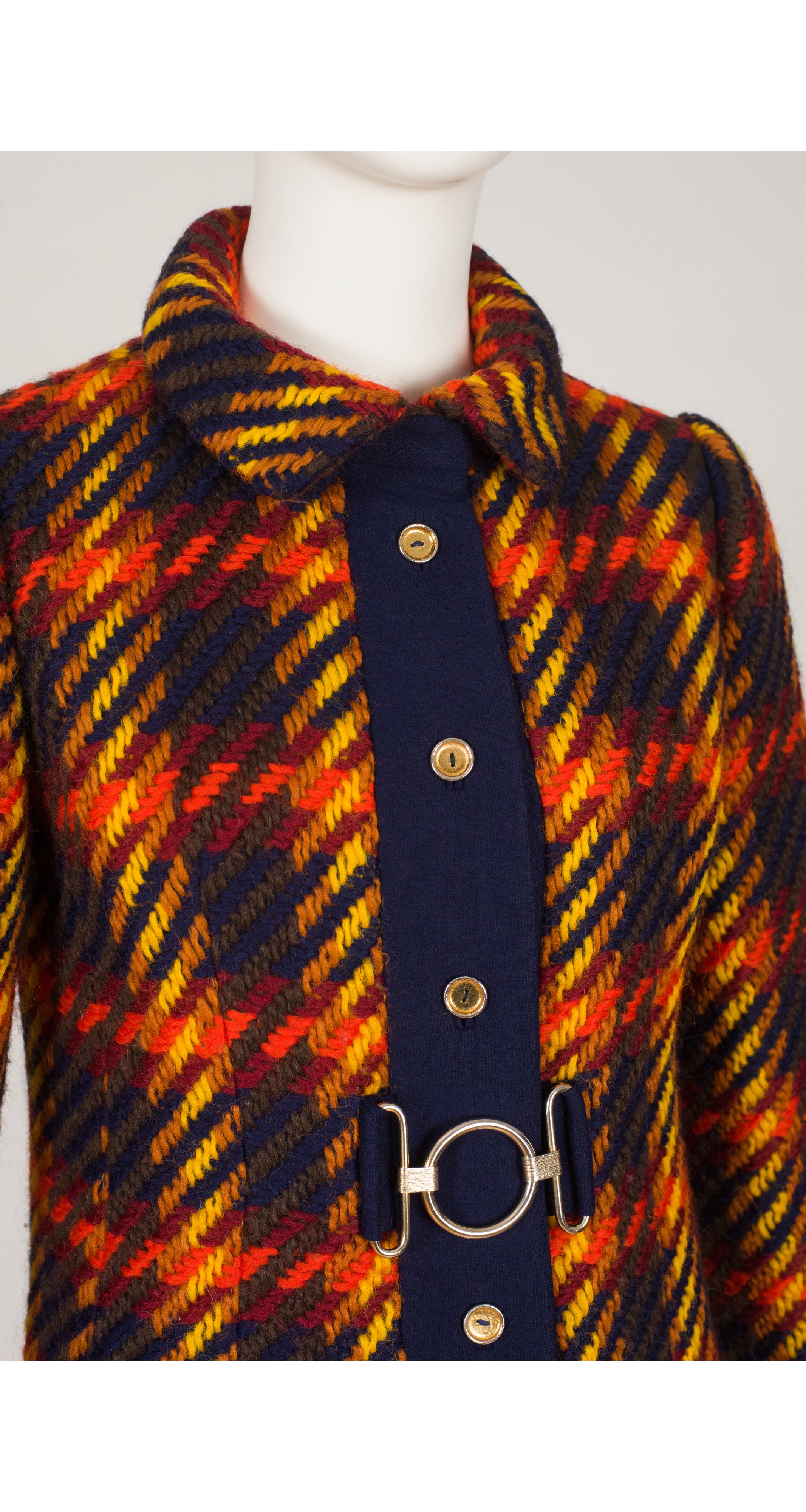 1960s Plaid Wool Tweed Collared Coat