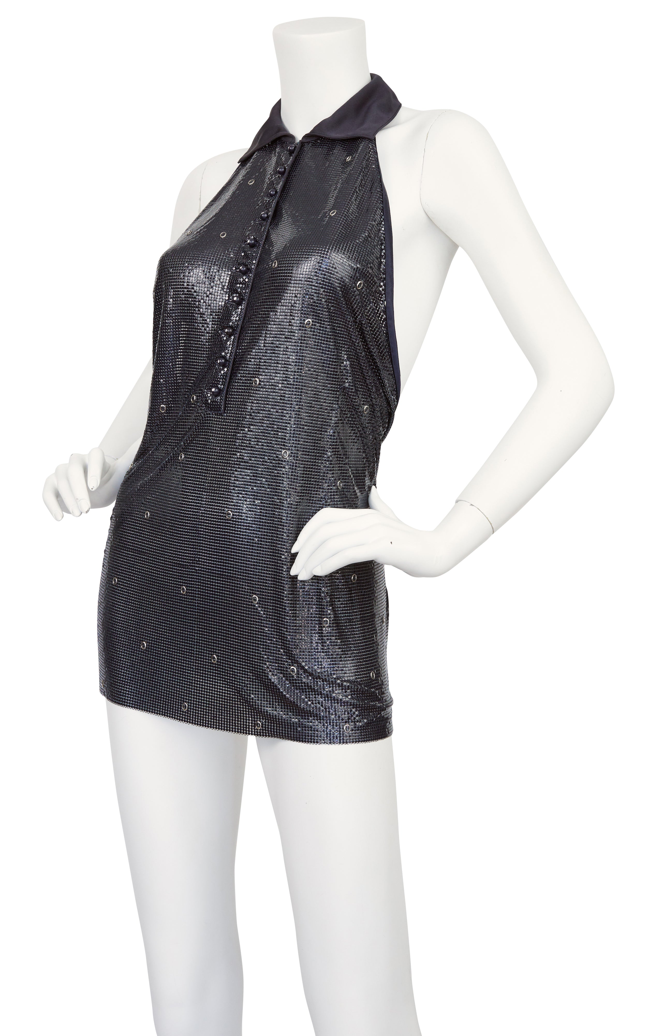 1980s Sera Oroton Chainmail Backless Halter Top