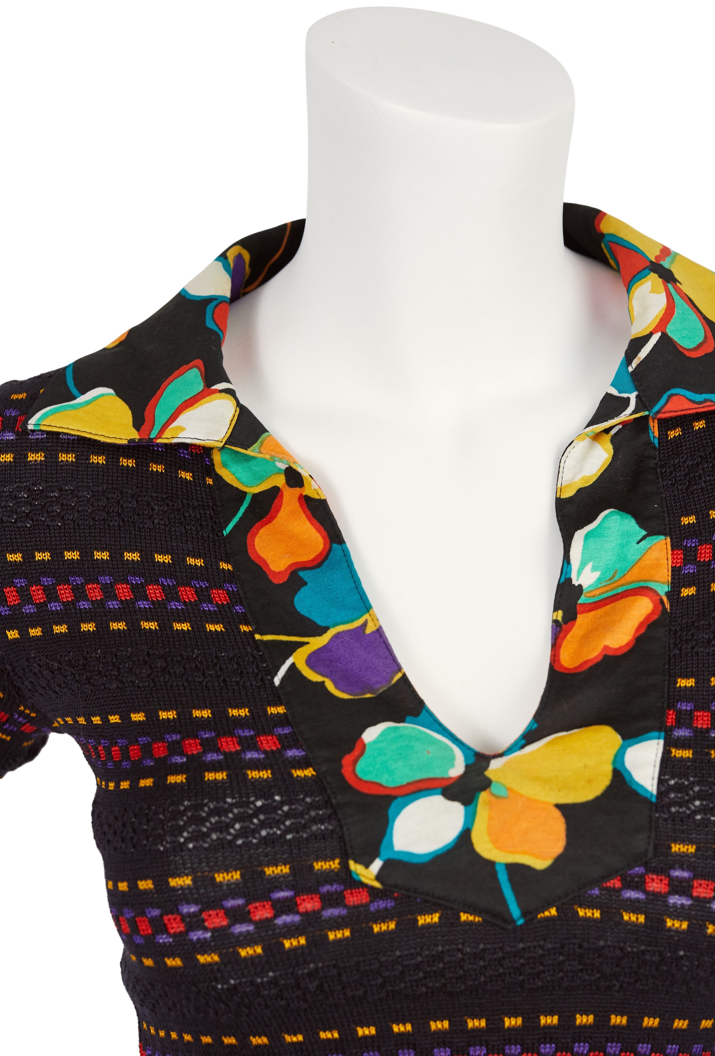 c. 1972 Knit and Floral Jersey Two-Piece Skirt Set