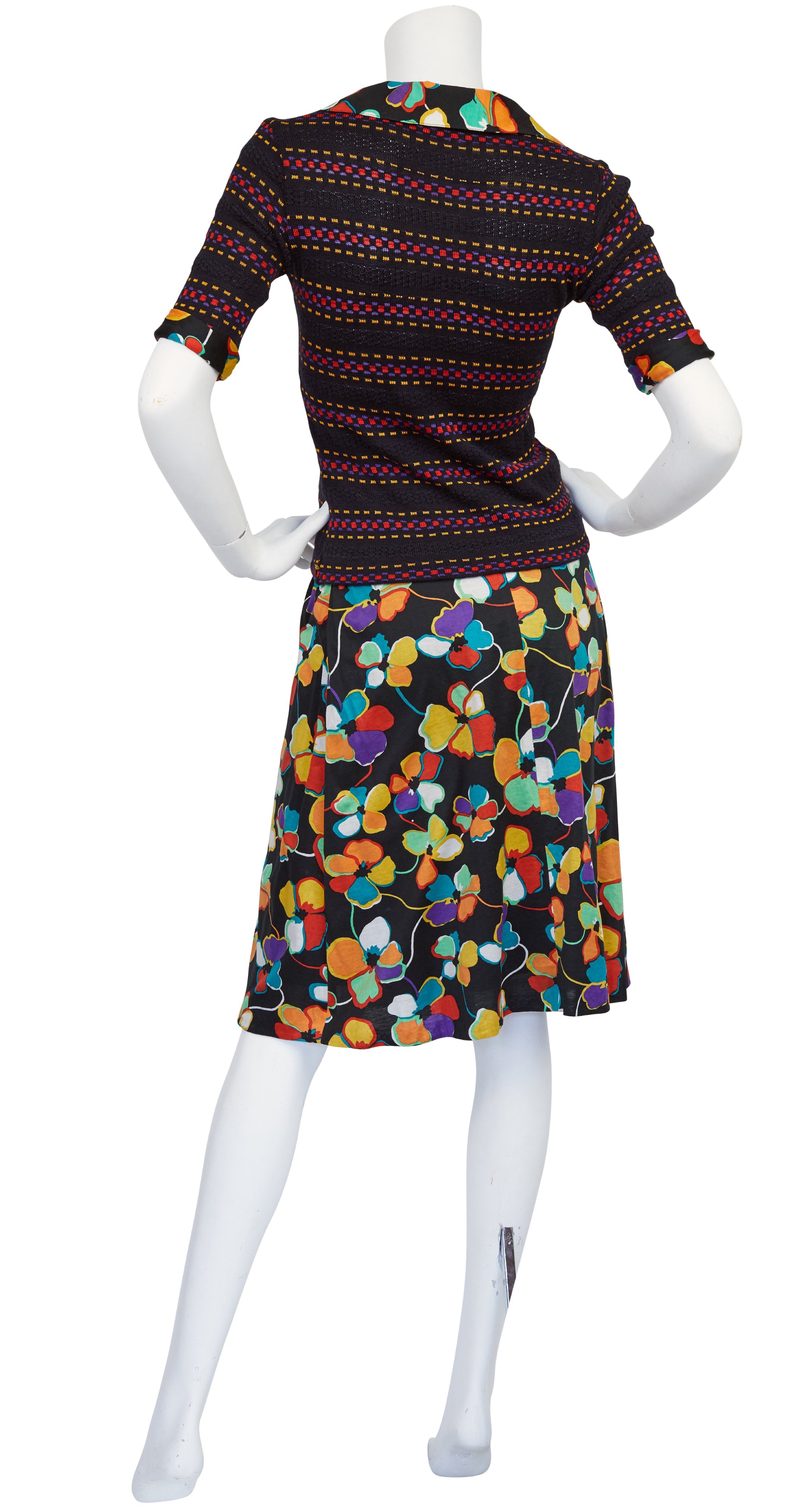 c. 1972 Knit and Floral Jersey Two-Piece Skirt Set