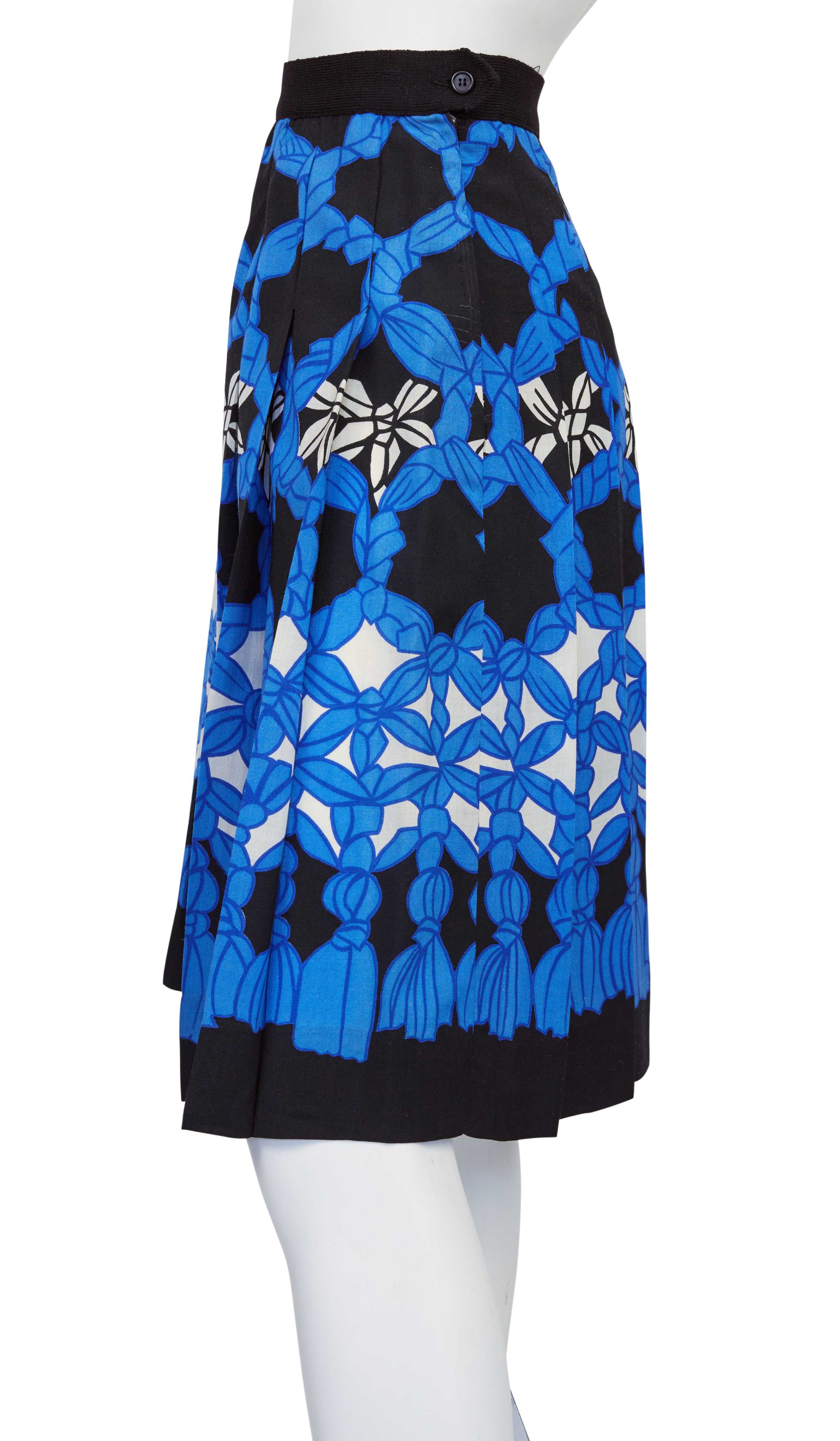 1970s Trompe L'oeil Wool Challis Pleated Skirt