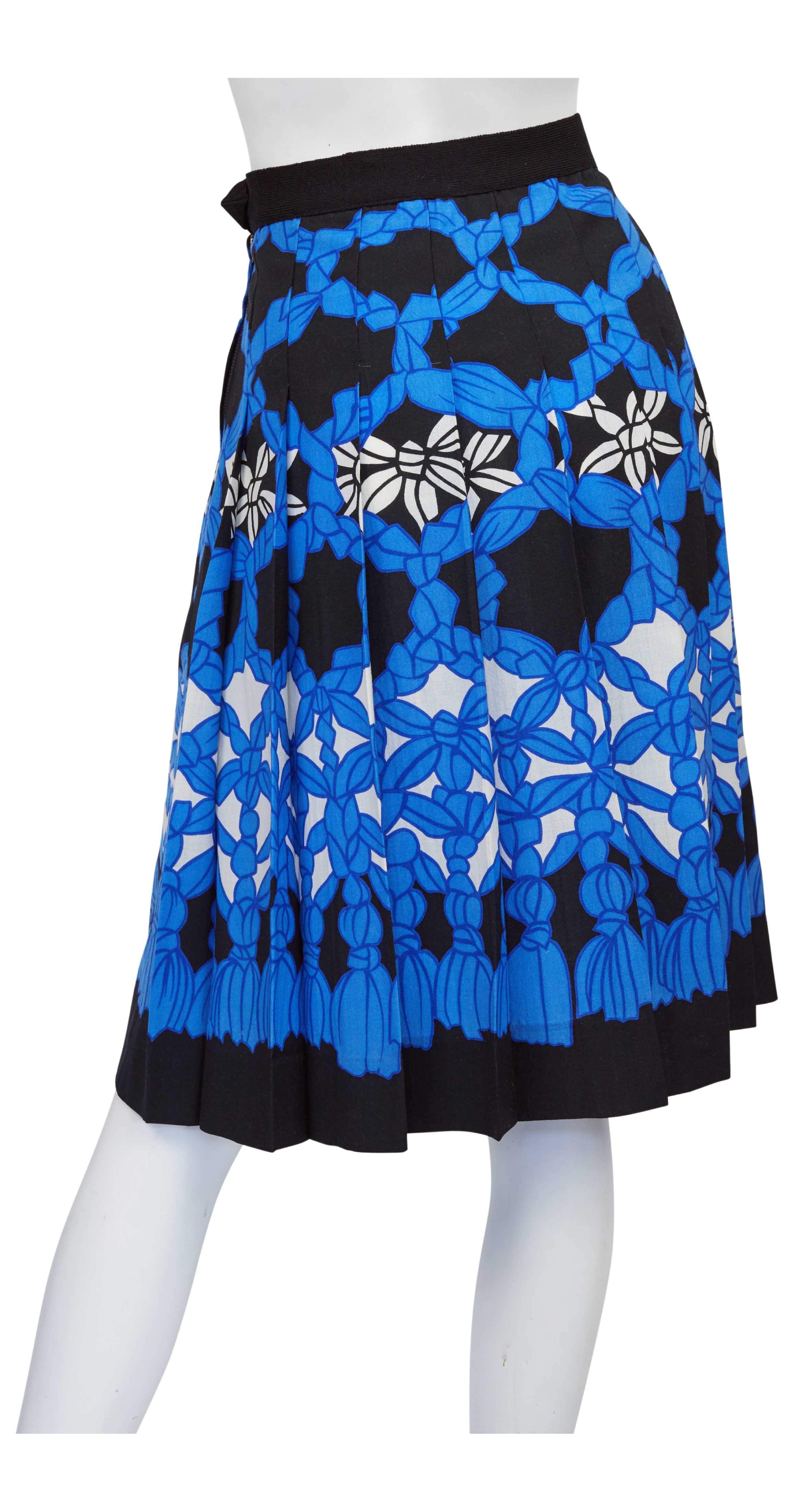 1970s Trompe L'oeil Wool Challis Pleated Skirt