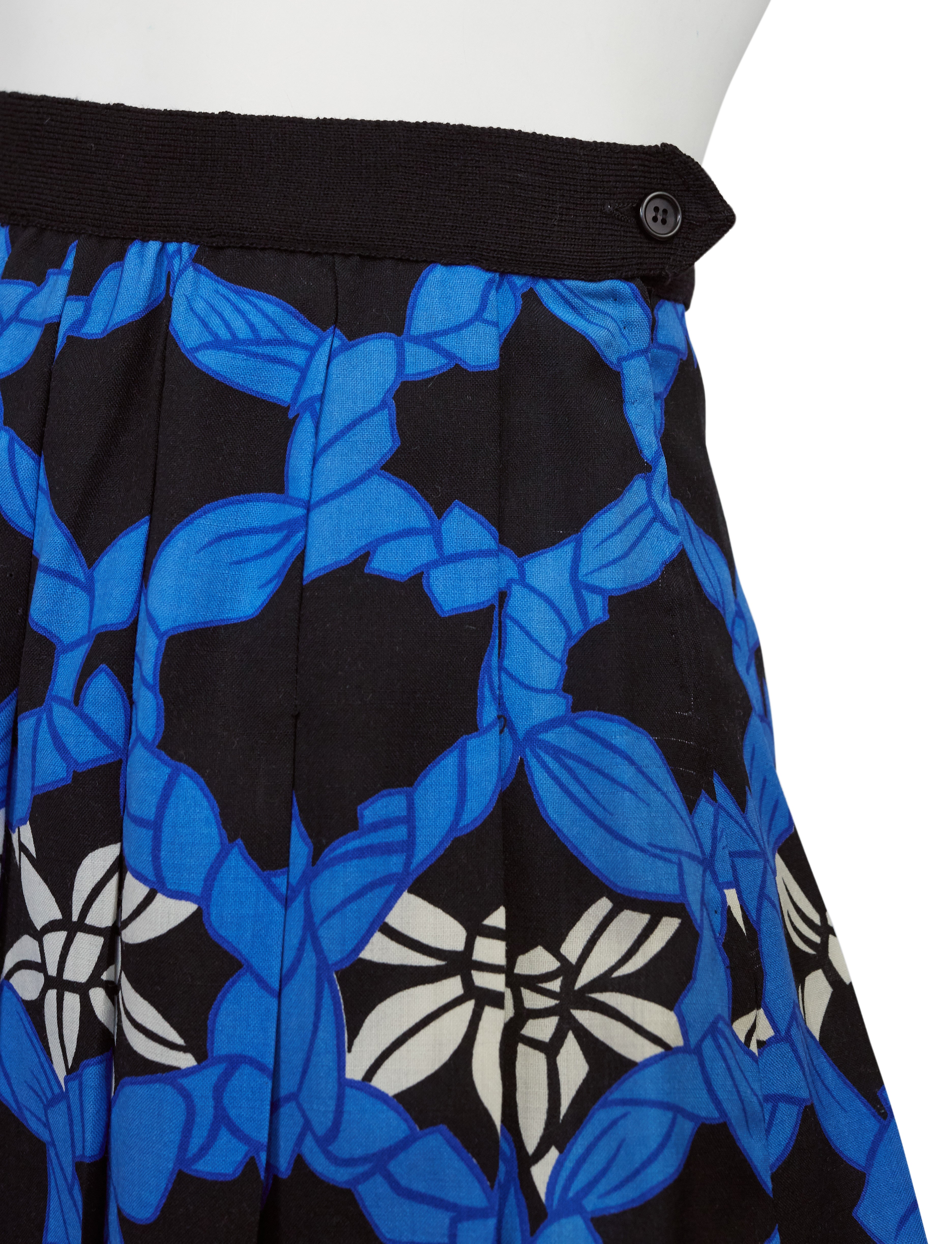 1970s Trompe L'oeil Wool Challis Pleated Skirt