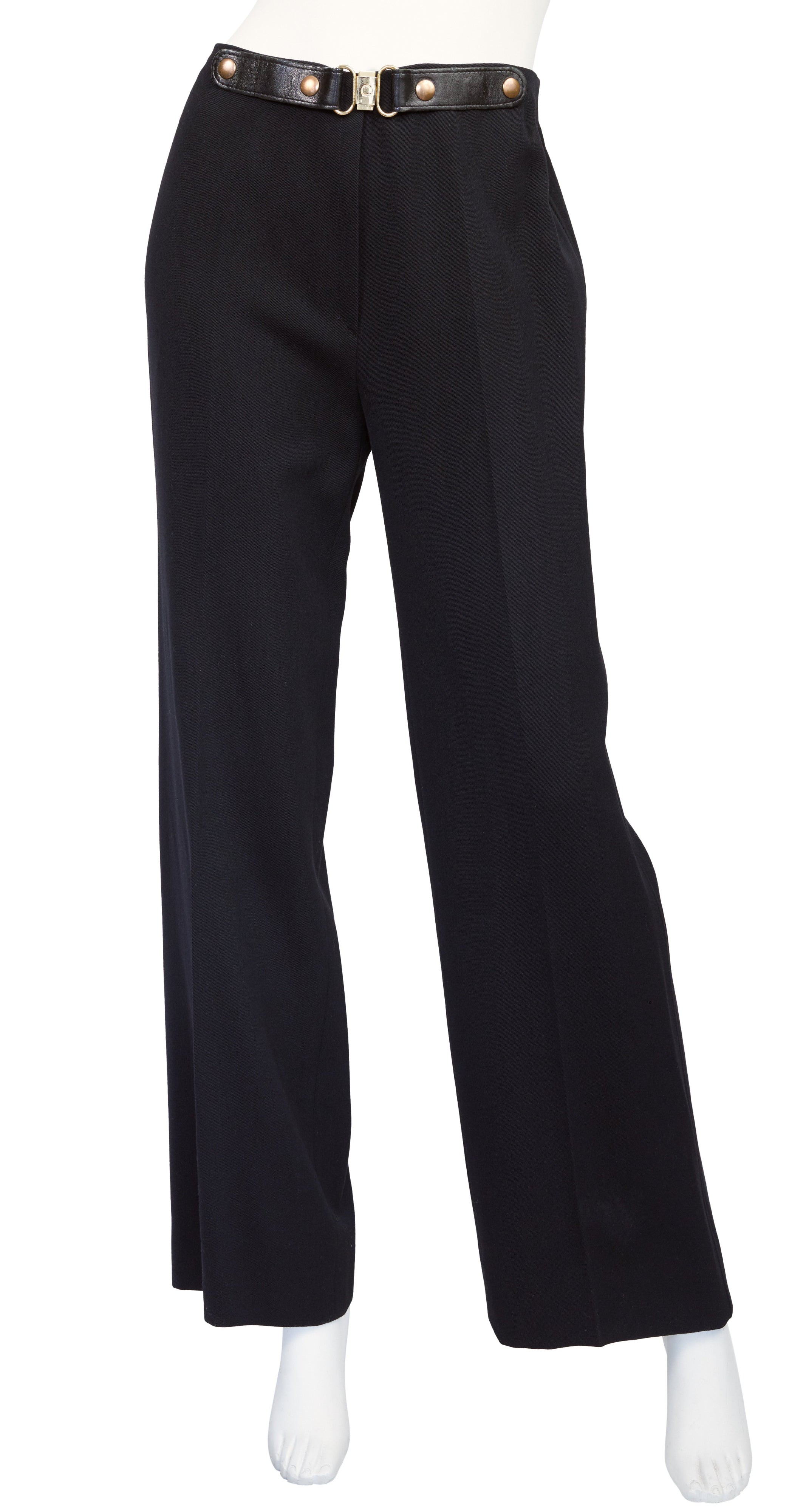 1970s Black Wool Wide-Leg Trousers