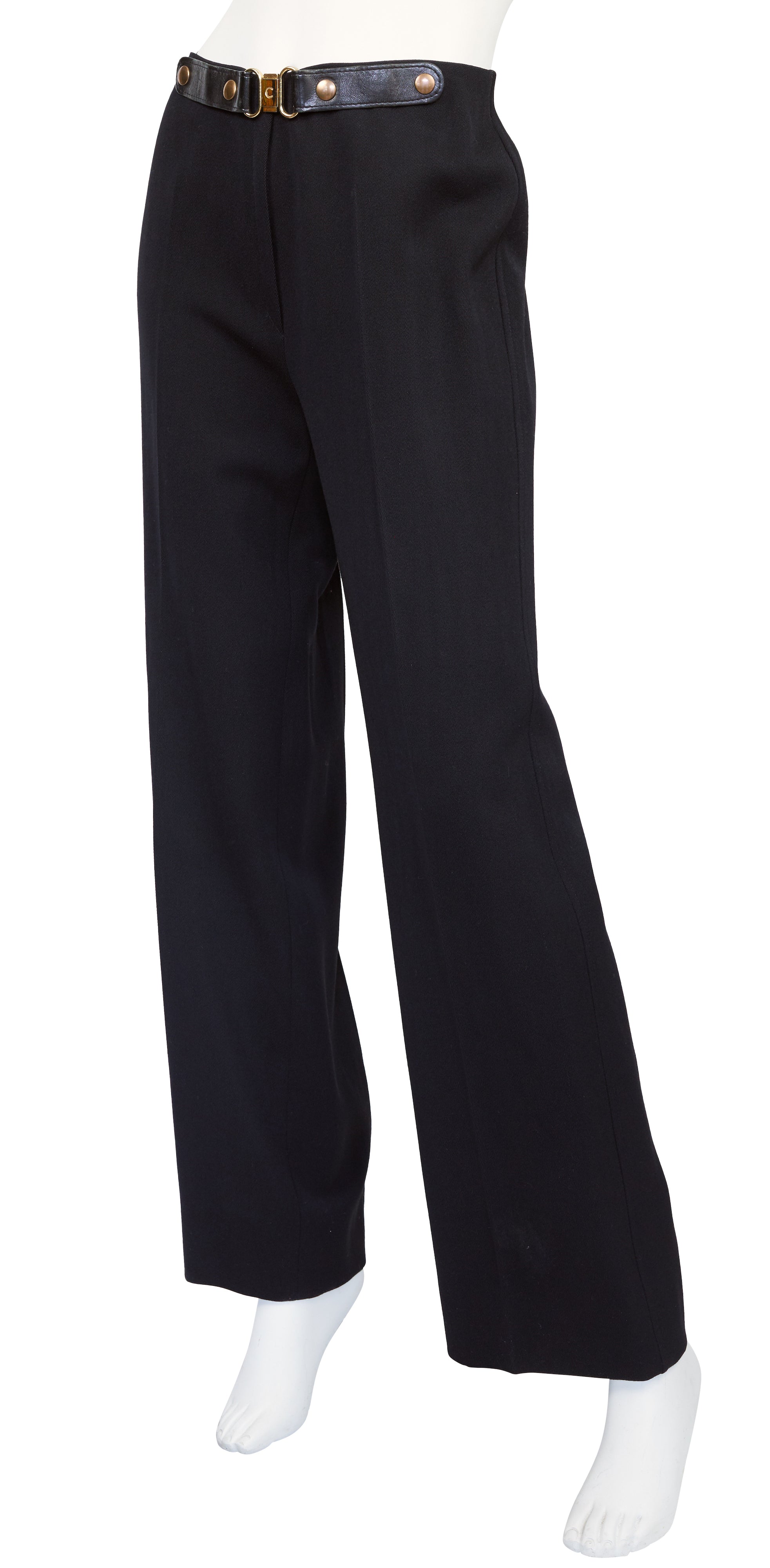 1970s Black Wool Wide-Leg Trousers