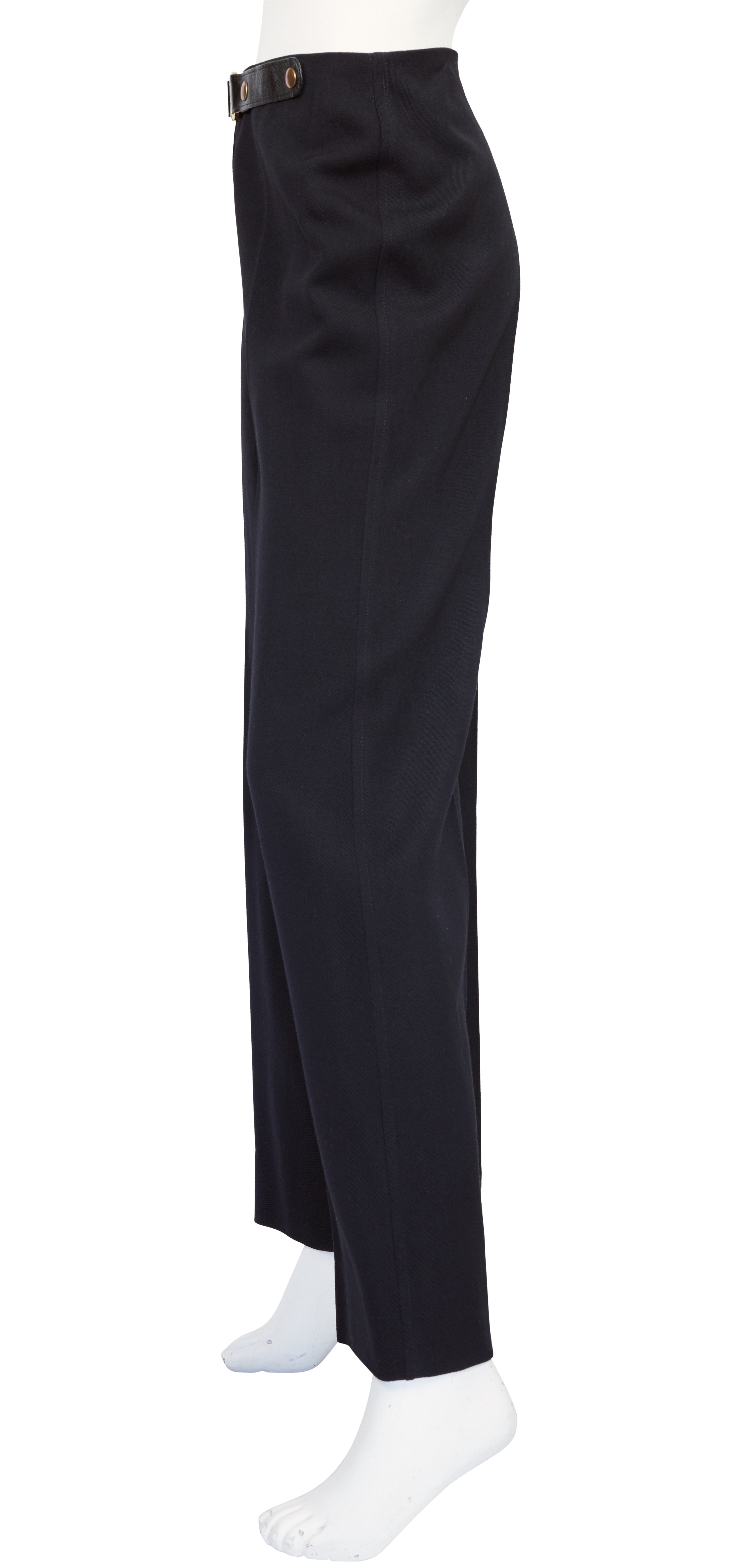 1970s Black Wool Wide-Leg Trousers