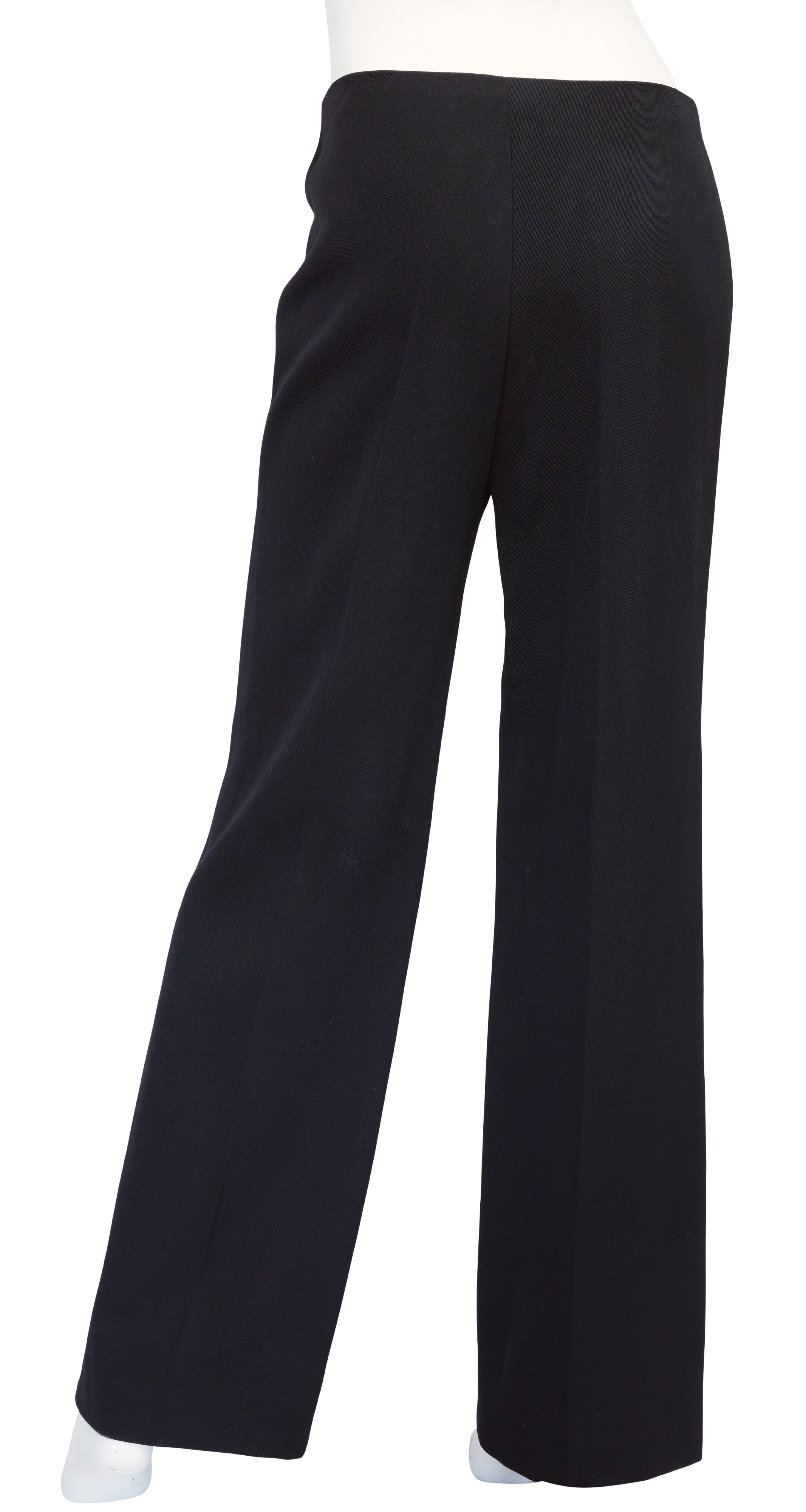 1970s Black Wool Wide-Leg Trousers