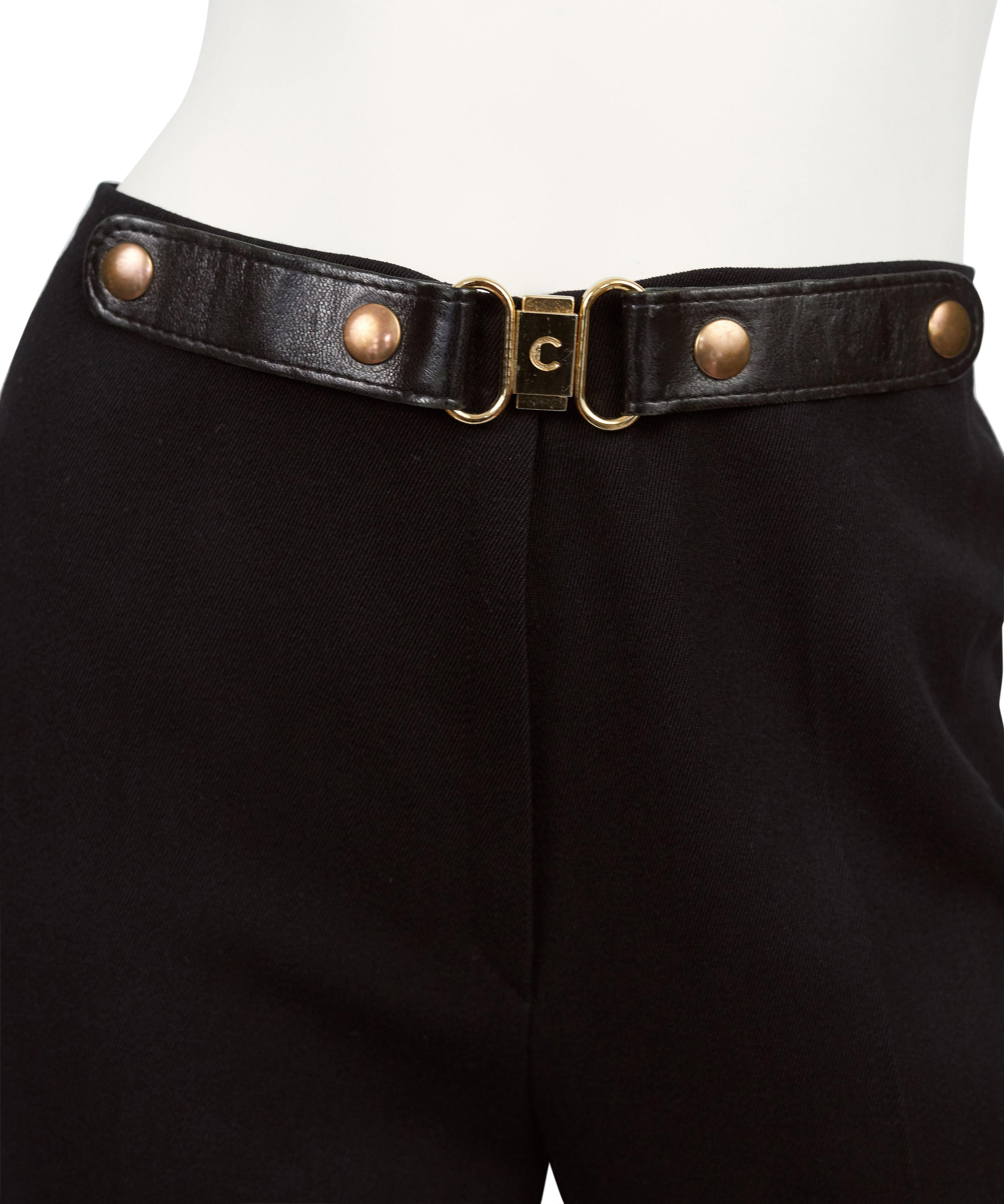 1970s Black Wool Wide-Leg Trousers