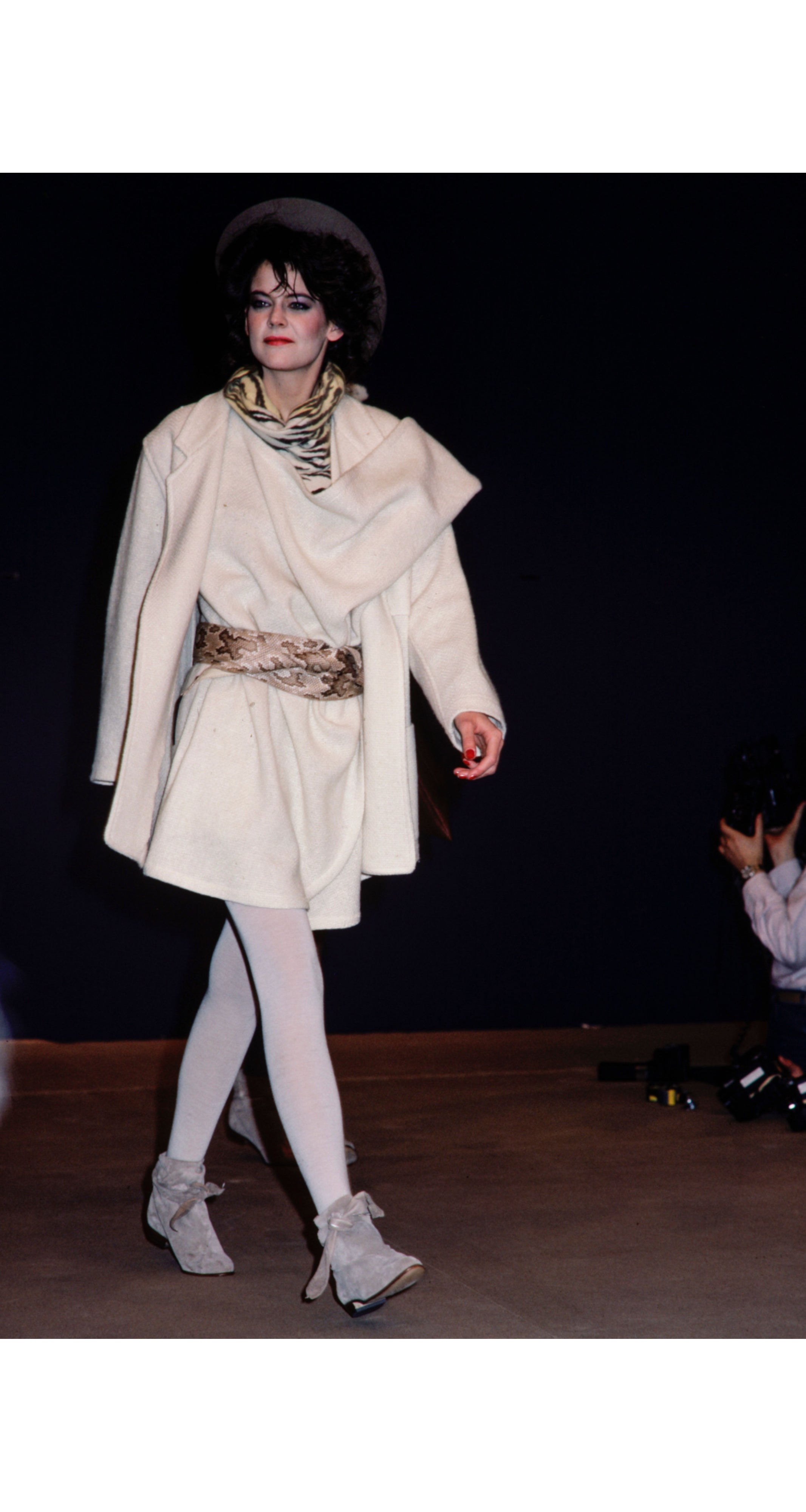 1983-84 F/W Runway 110" Cotton and Leather Python Print Figural Belt