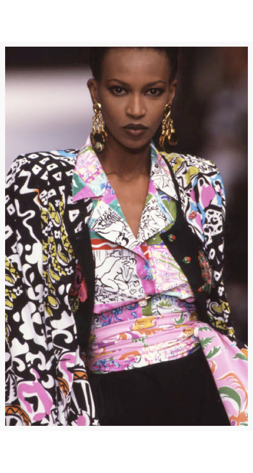 1993 S/S Documented Abstract Silk Short Sleeve Blouse