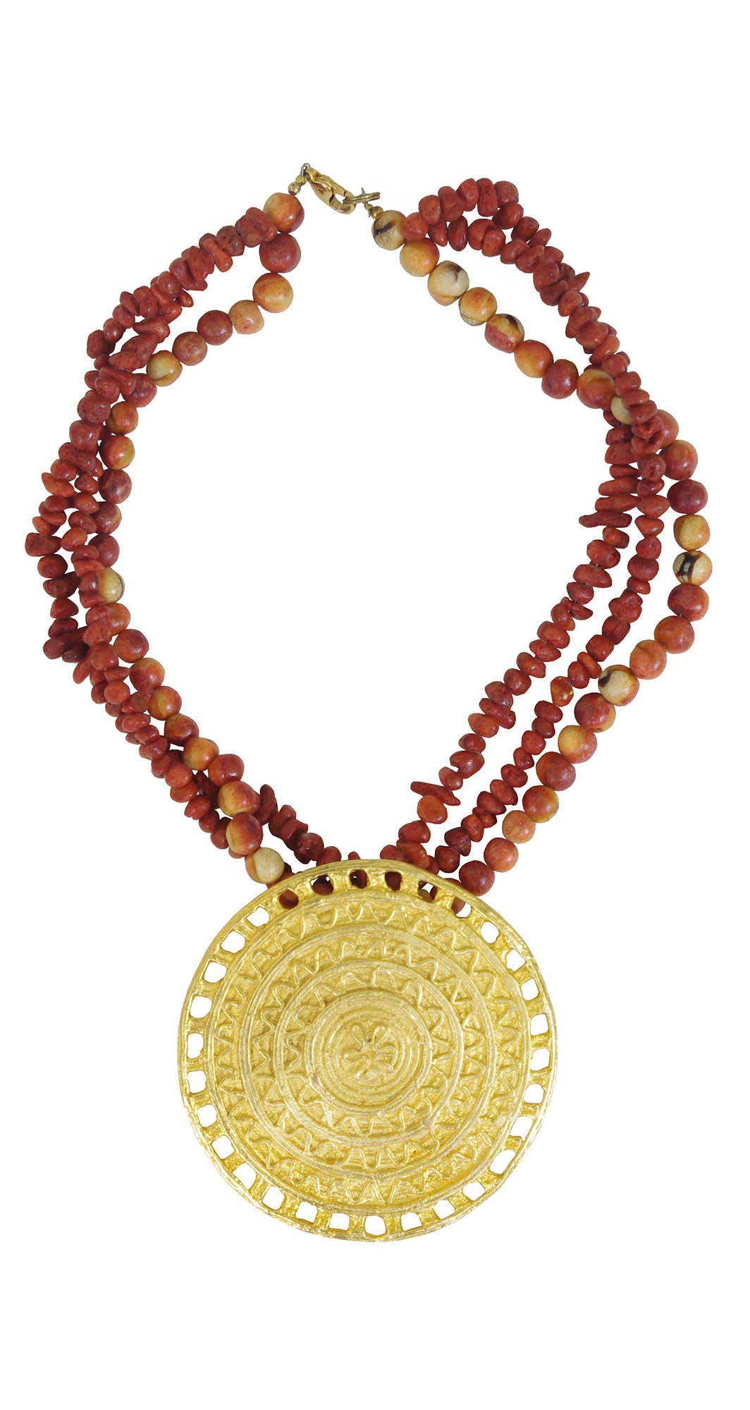 1970s Deadstock Statement Gold Medallion Necklace