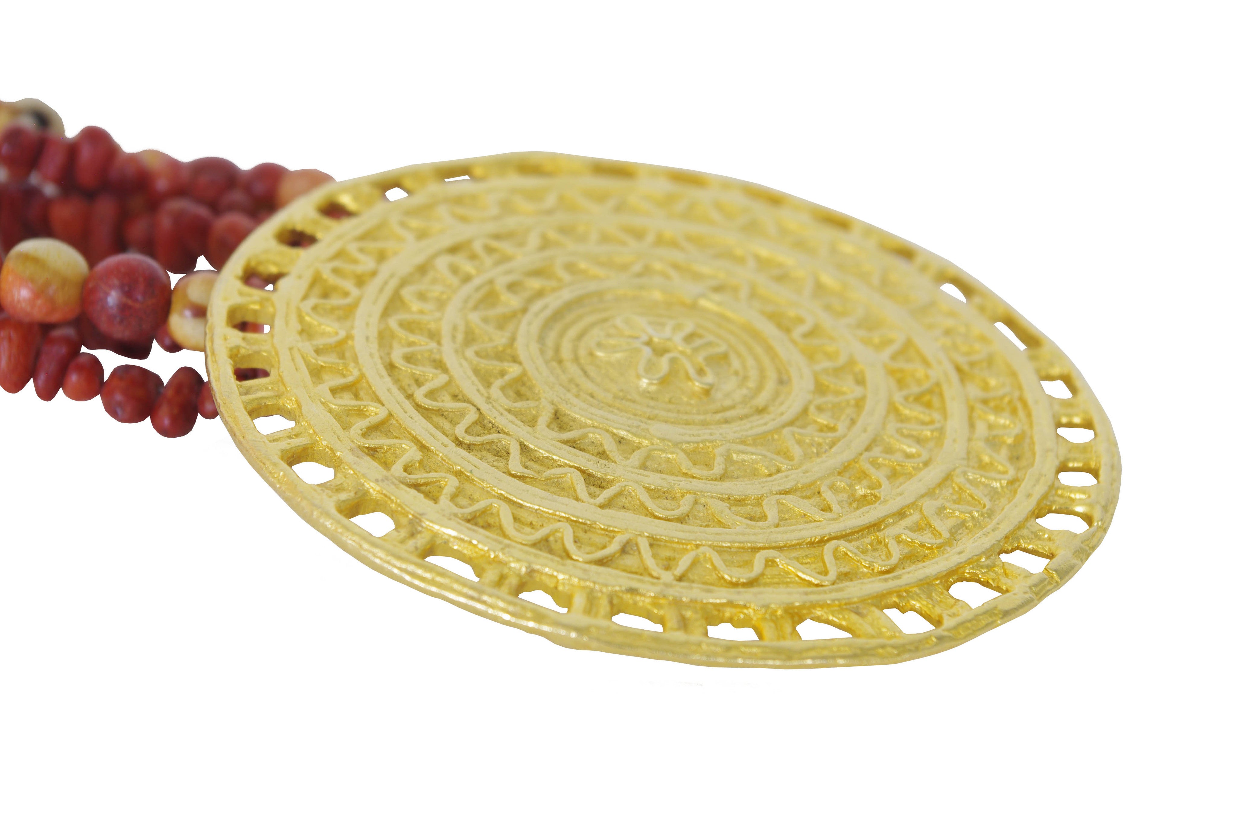 1970s Deadstock Statement Gold Medallion Necklace