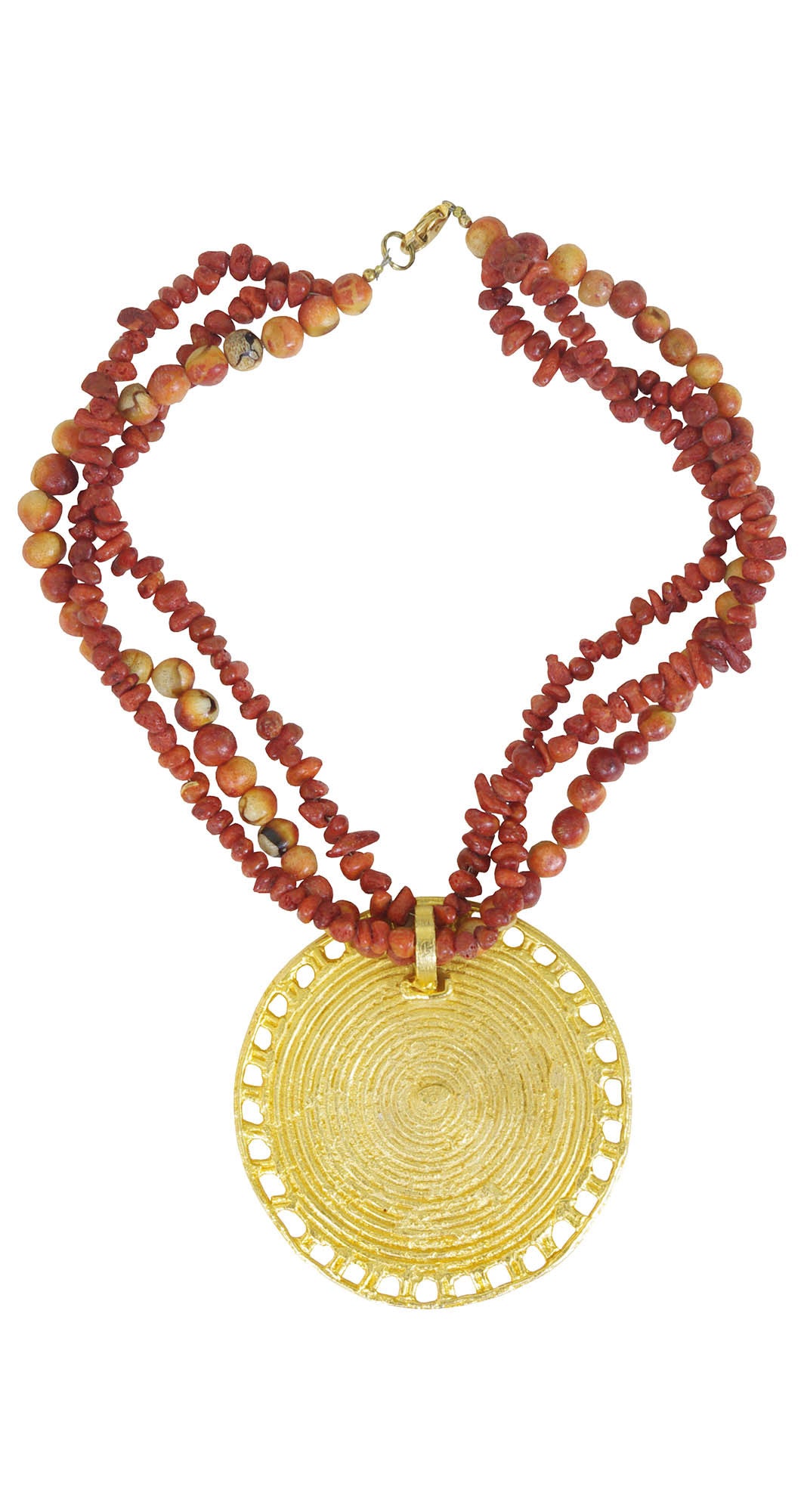 1970s Deadstock Statement Gold Medallion Necklace