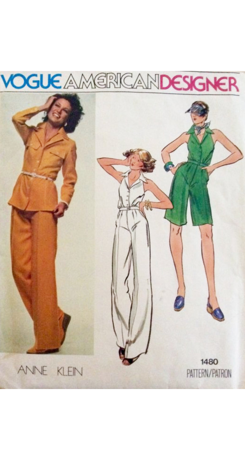 1970s Blue & Orange Plaid Collared Jumpsuit