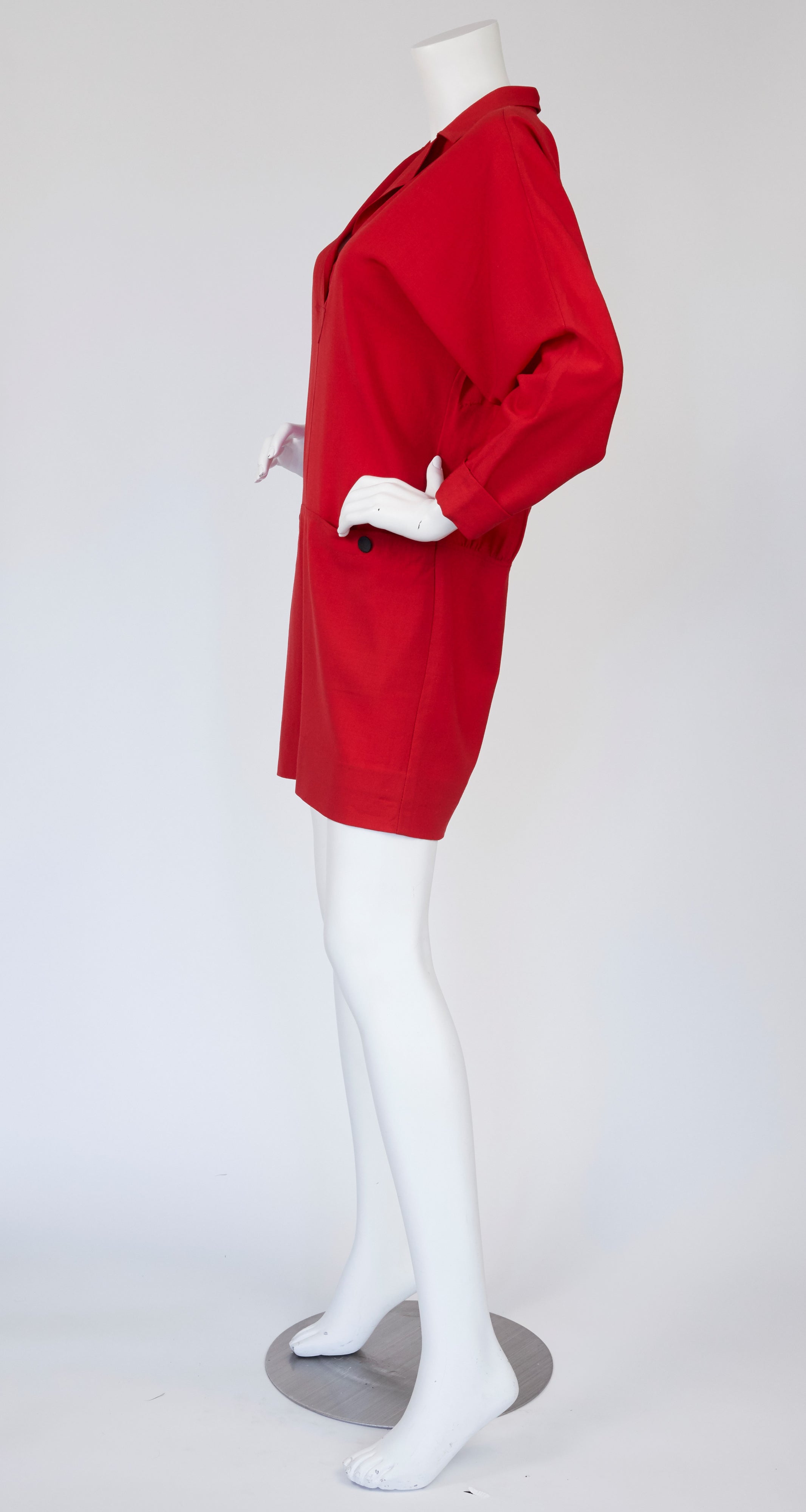 1980s Red Wool Challis Sack Dress